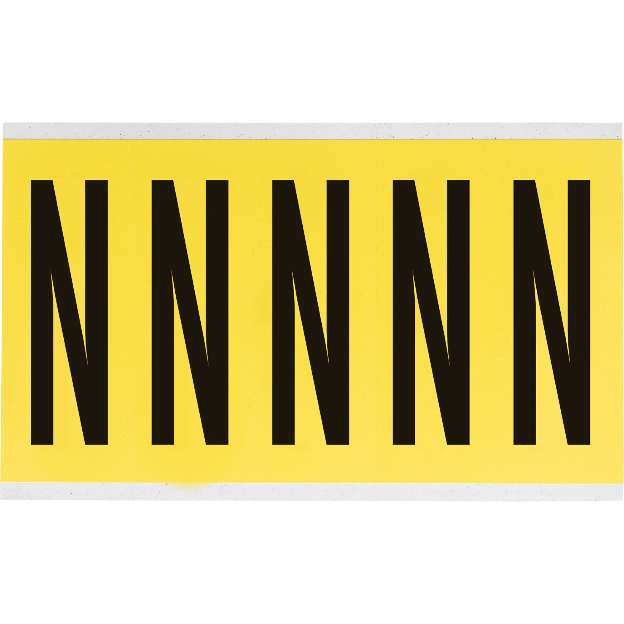 Étiquettes de lettres & chiffres individuels repositionnables, N, 4" h, Noir sur jaune