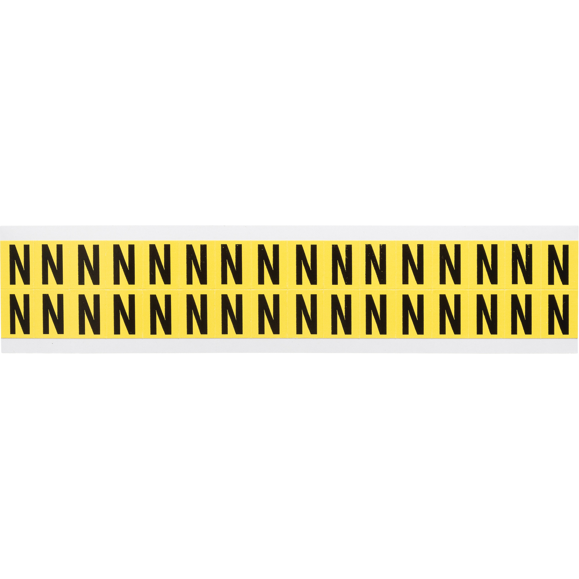 Étiquettes de lettres & chiffres individuels repositionnables, N, 5/8" h, Noir sur jaune