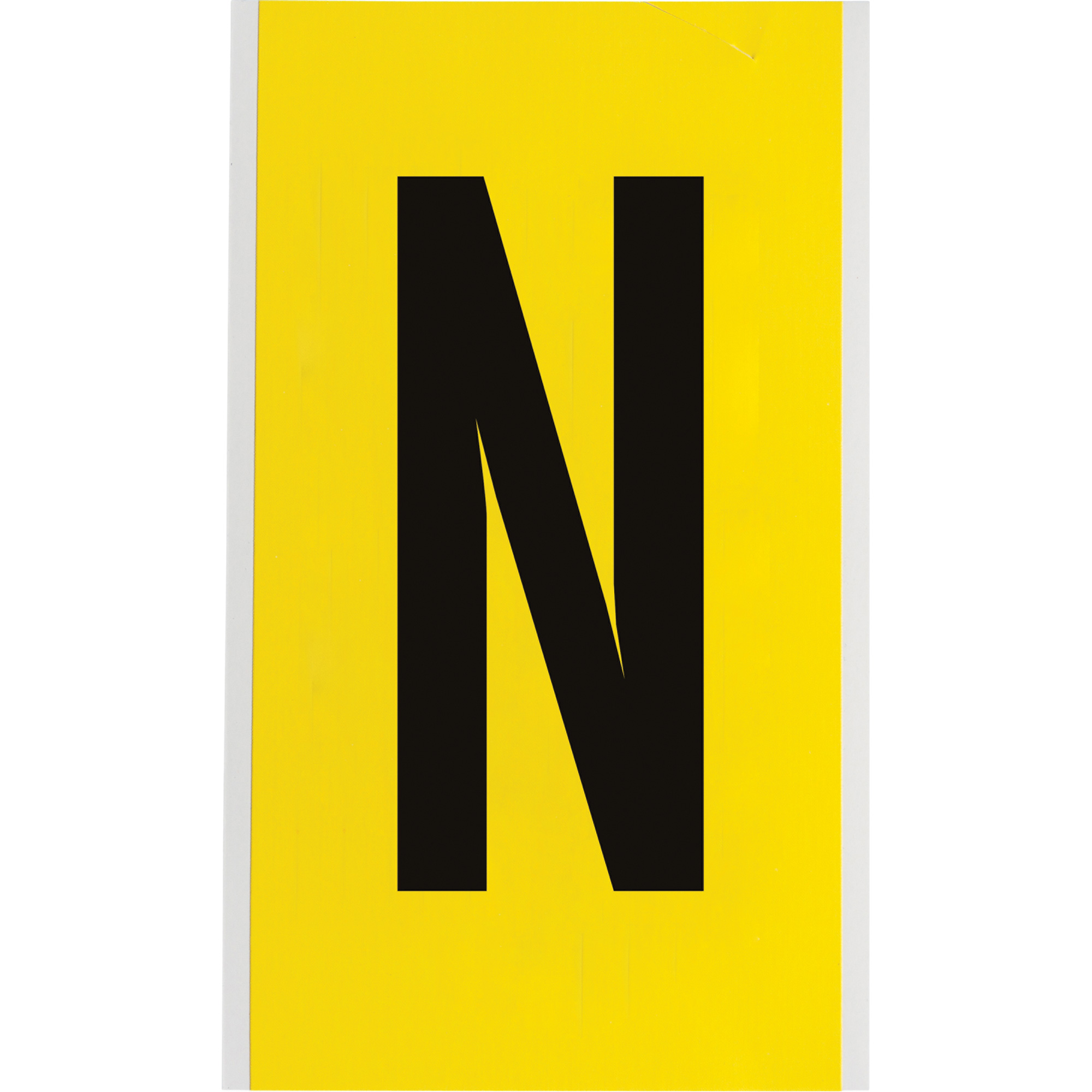 Étiquettes de lettres & chiffres individuels repositionnables, N, 6" h, Noir sur jaune