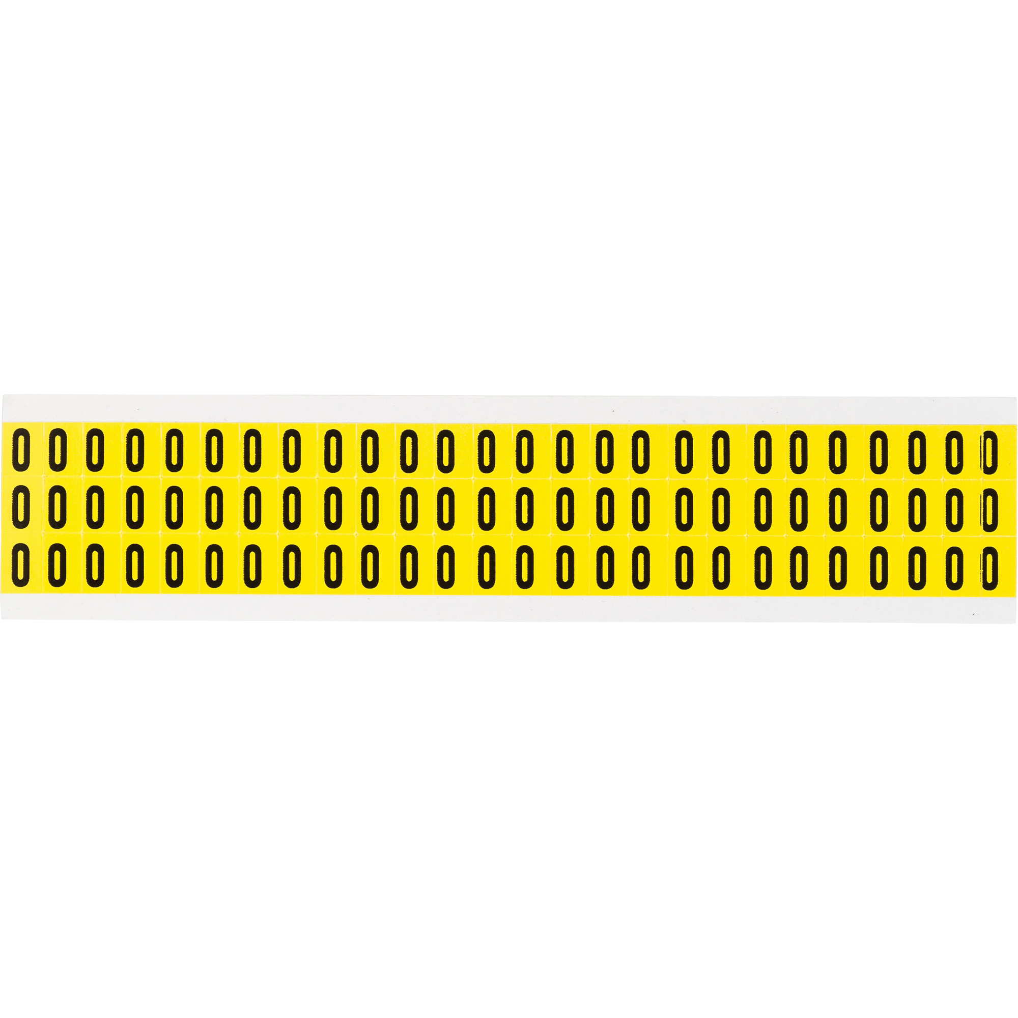 Étiquettes de lettres & chiffres individuels repositionnables, O, 3/8" h, Noir sur jaune