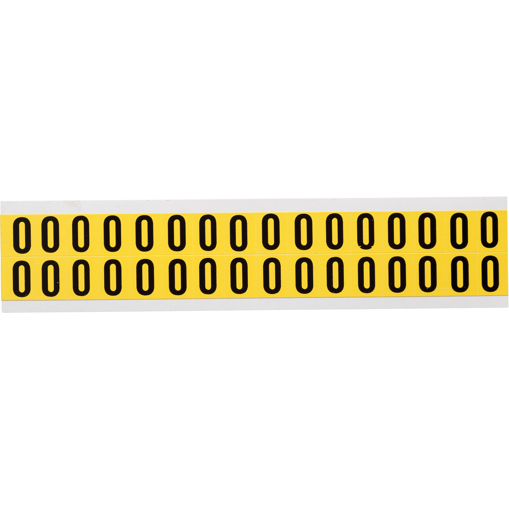 Étiquettes de lettres & chiffres individuels repositionnables, O, 5/8" h, Noir sur jaune