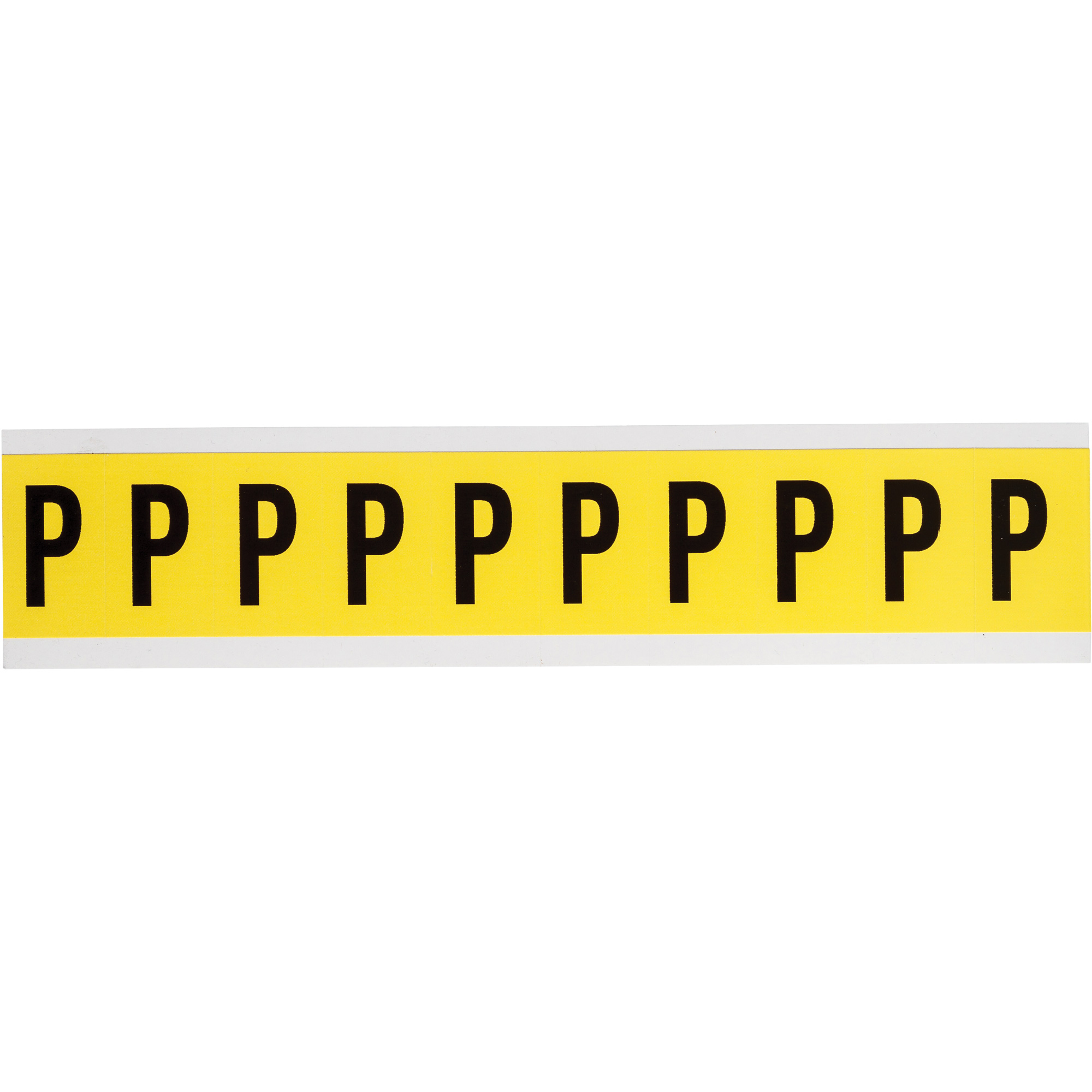 Étiquettes de lettres & chiffres individuels repositionnables, P, 1" h, Noir sur jaune