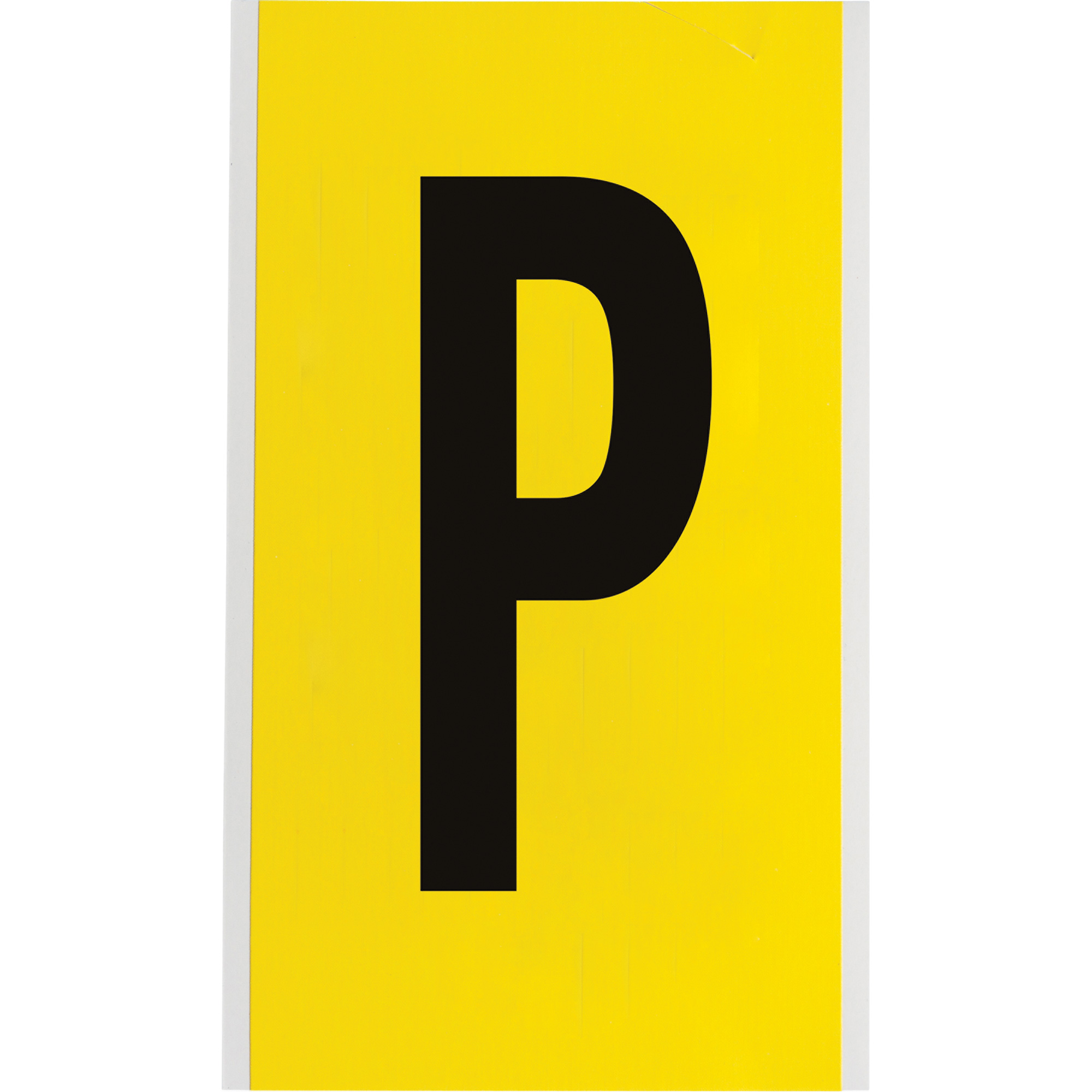 Étiquettes de lettres & chiffres individuels repositionnables, P, 6" h, Noir sur jaune