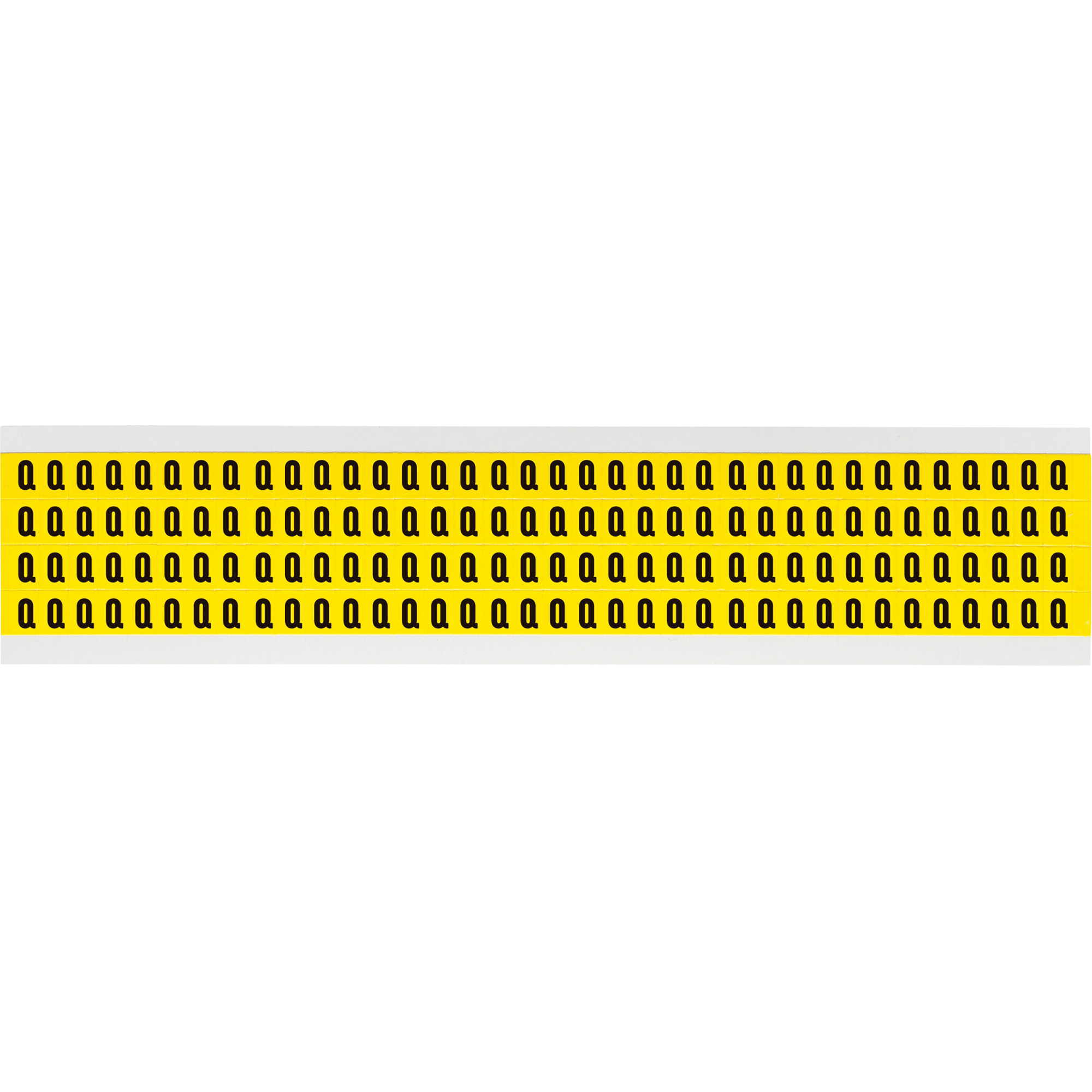 Étiquettes de lettres & chiffres individuels repositionnables, Q, 1/4" h, Noir sur jaune