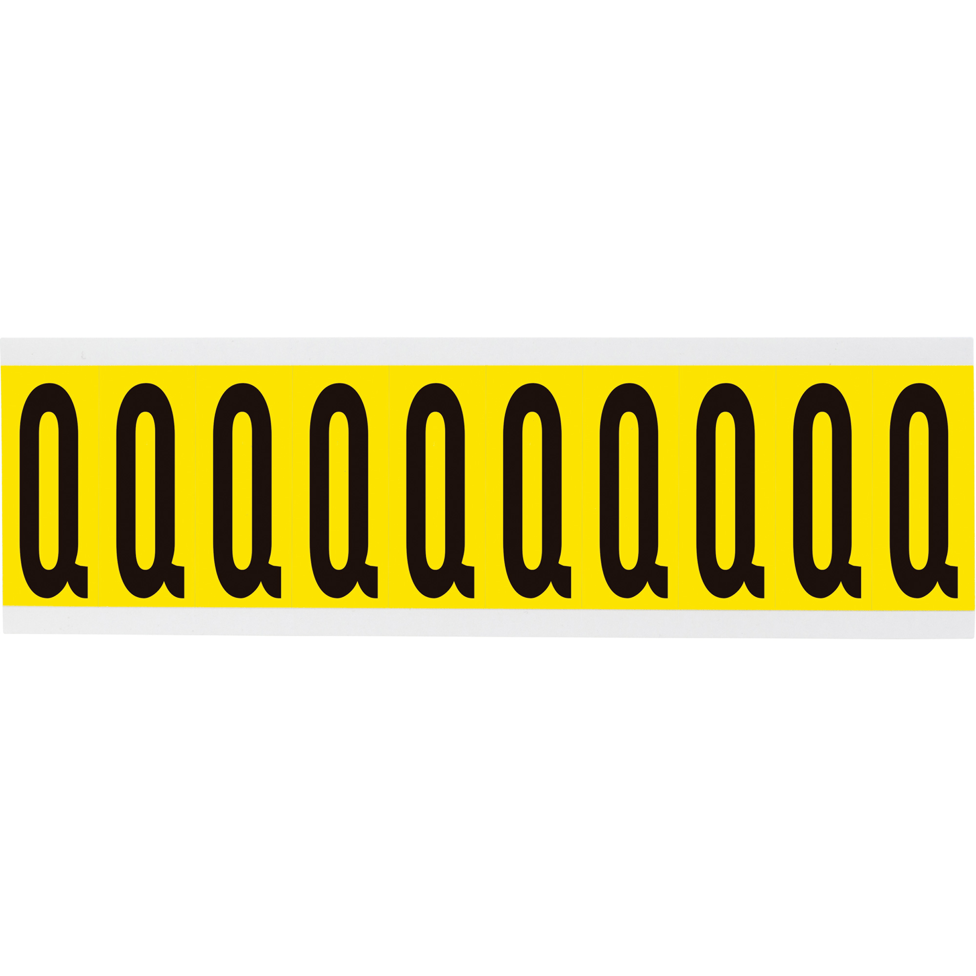 Étiquettes de lettres & chiffres individuels repositionnables, Q, 2" h, Noir sur jaune
