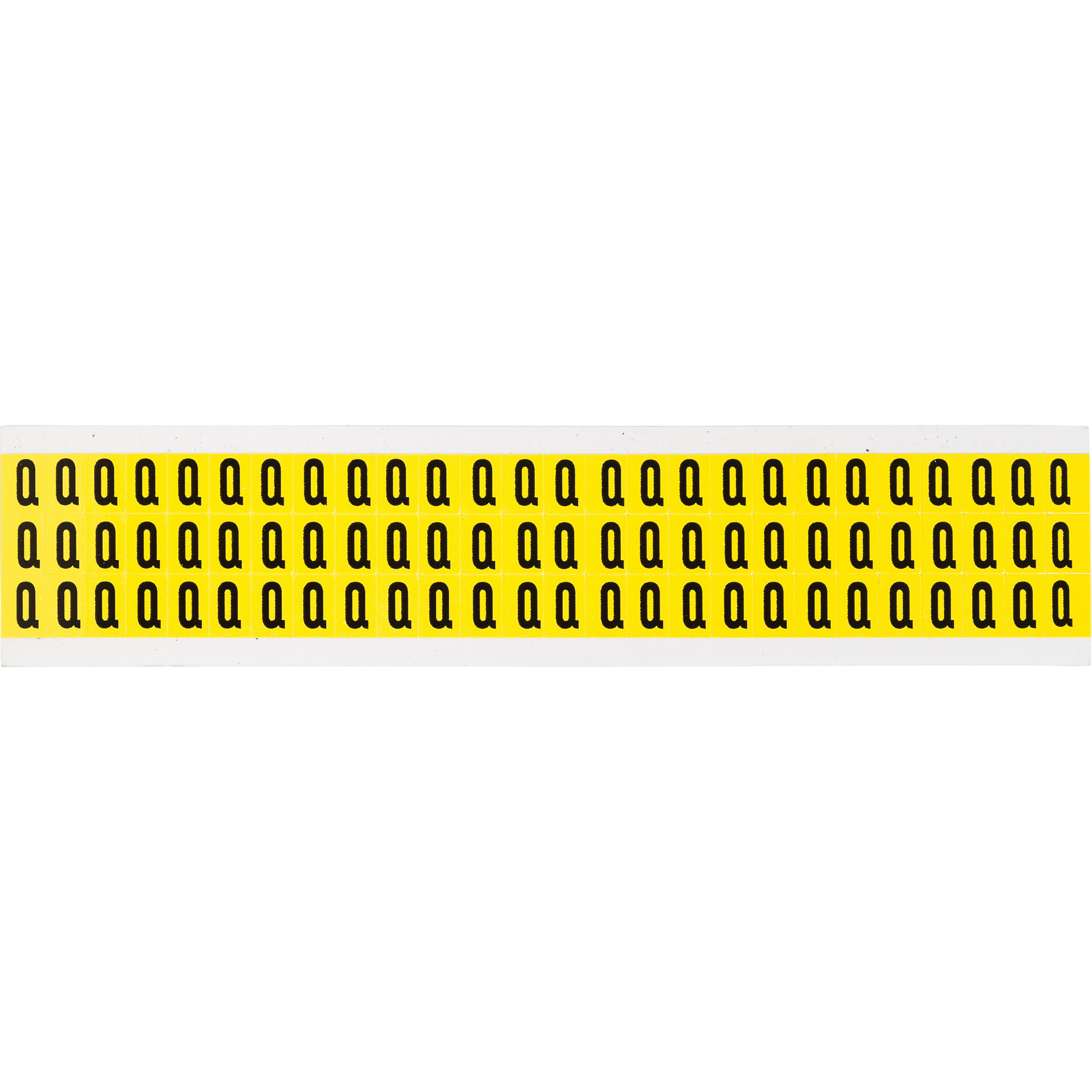 Étiquettes de lettres & chiffres individuels repositionnables, Q, 3/8" h, Noir sur jaune