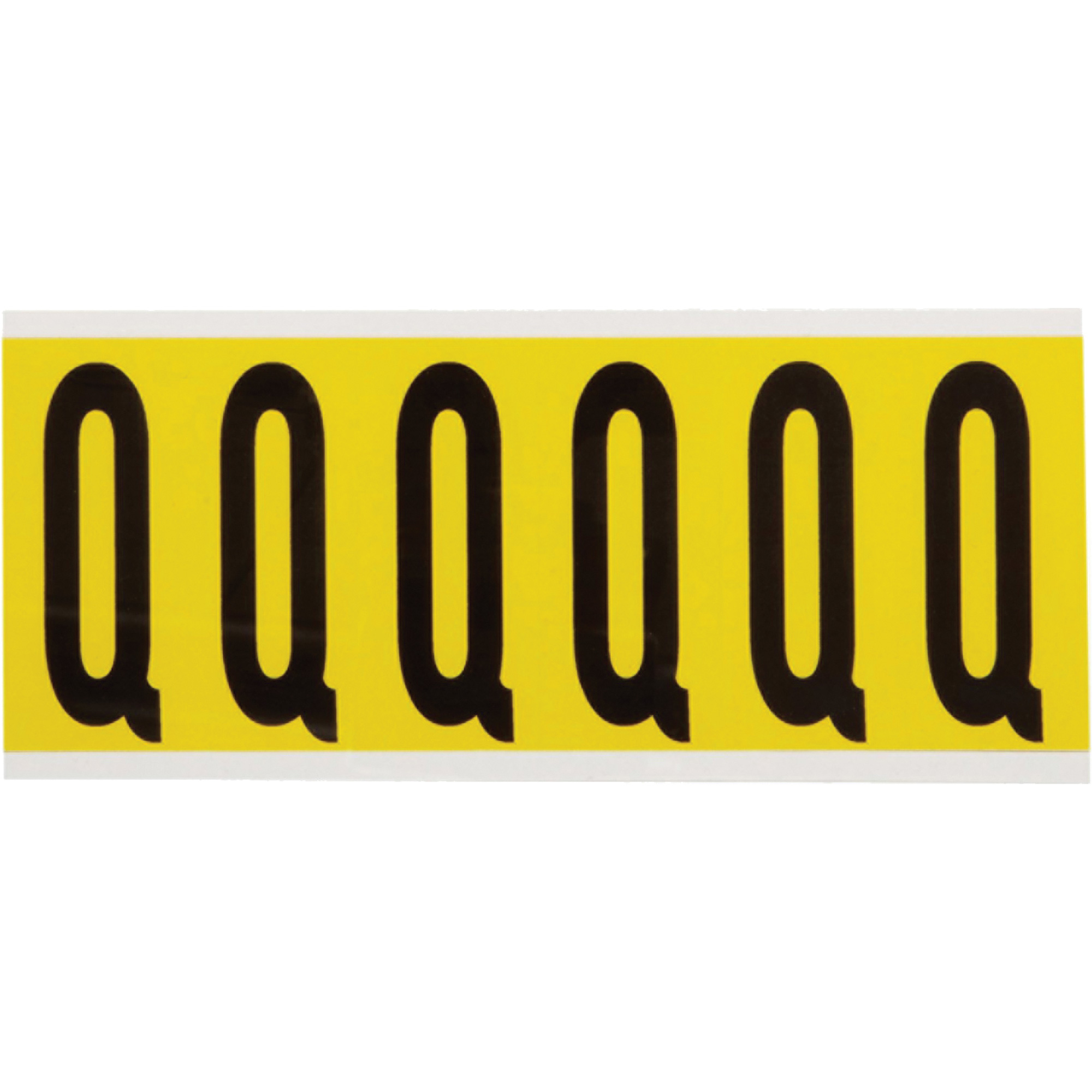 Étiquettes de lettres & chiffres individuels repositionnables, Q, 3" h, Noir sur jaune