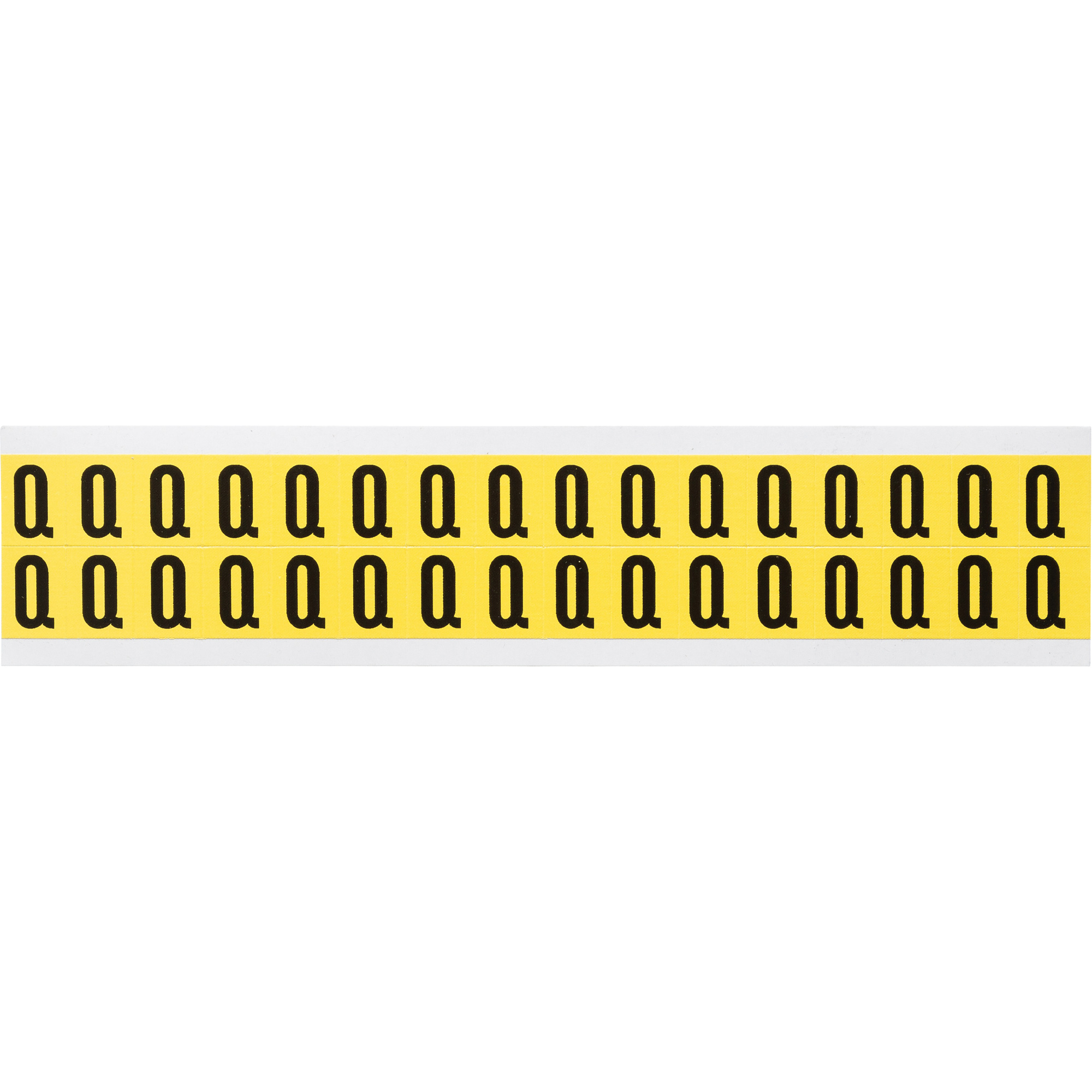 Étiquettes de lettres & chiffres individuels repositionnables, Q, 5/8" h, Noir sur jaune
