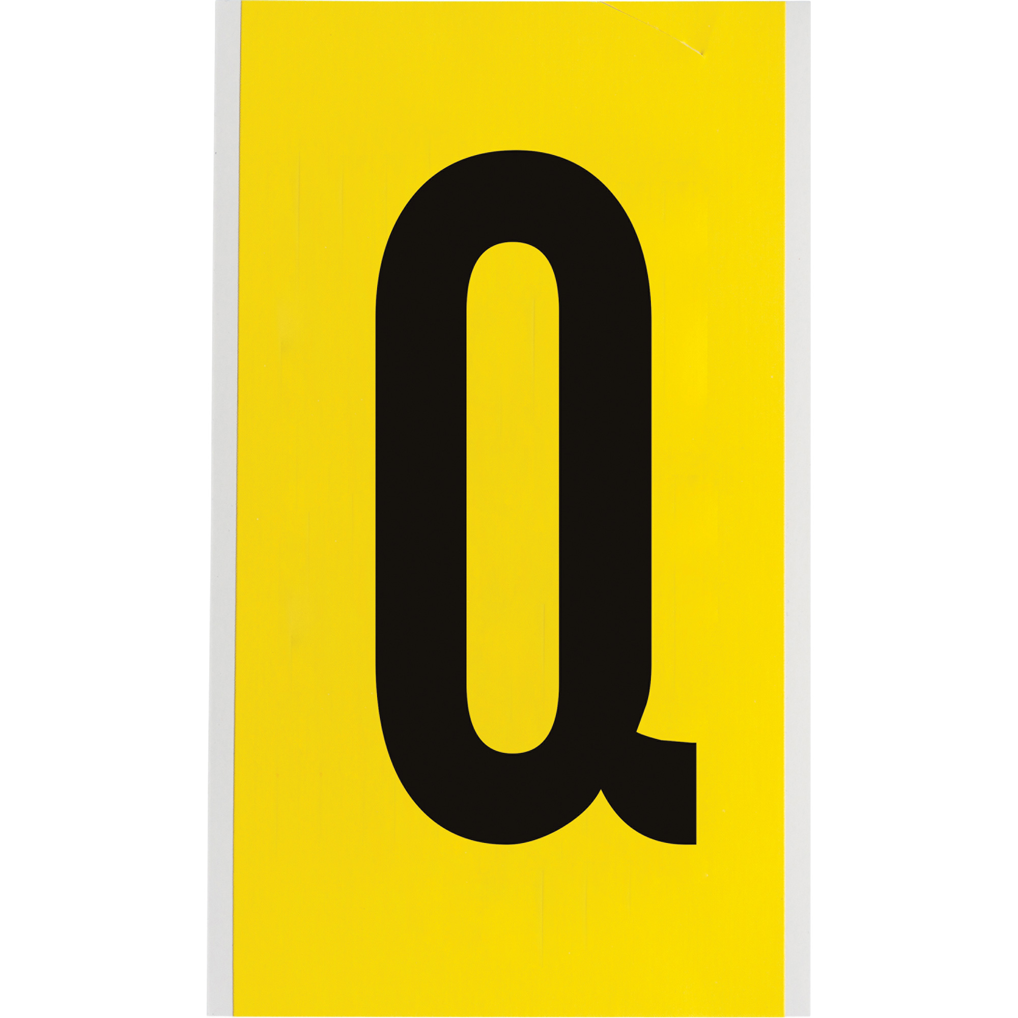 Étiquettes de lettres & chiffres individuels repositionnables, Q, 6" h, Noir sur jaune