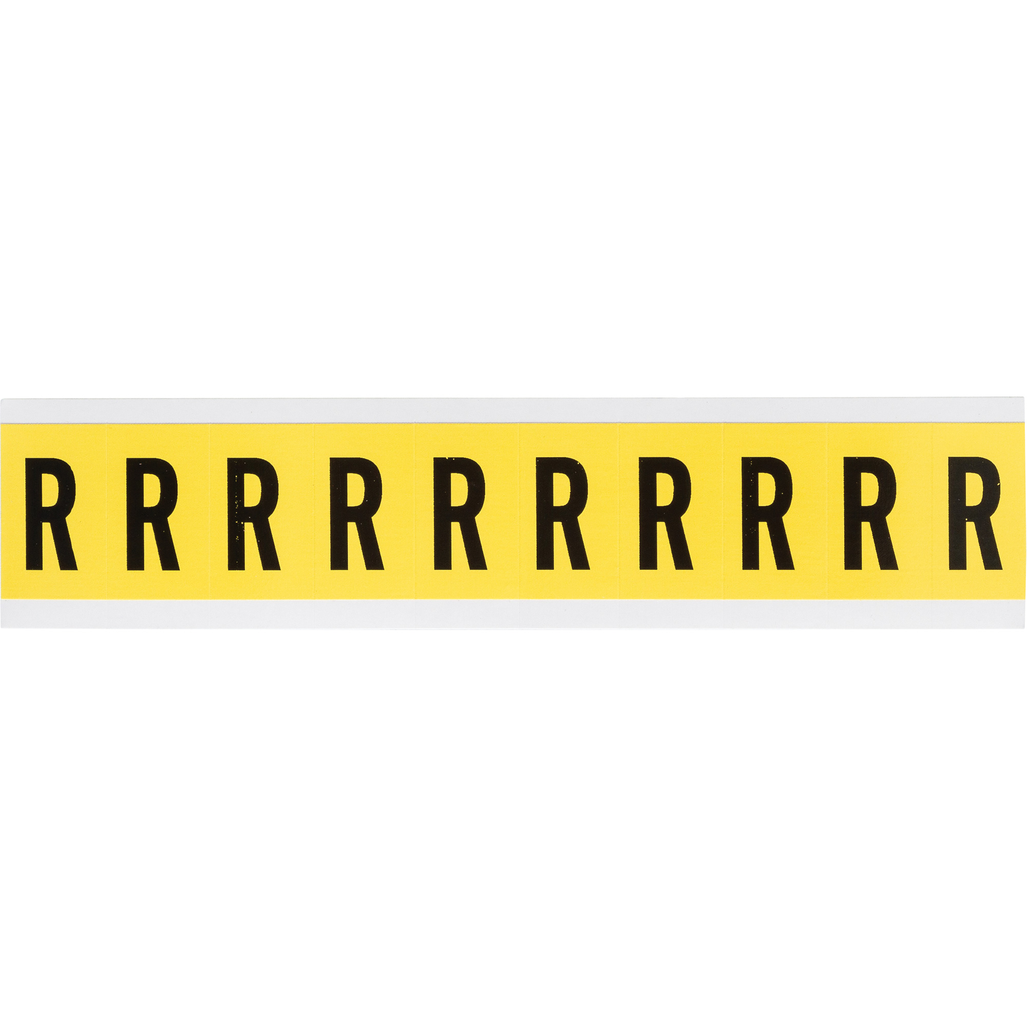 Étiquettes de lettres & chiffres individuels repositionnables, R, 1" h, Noir sur jaune