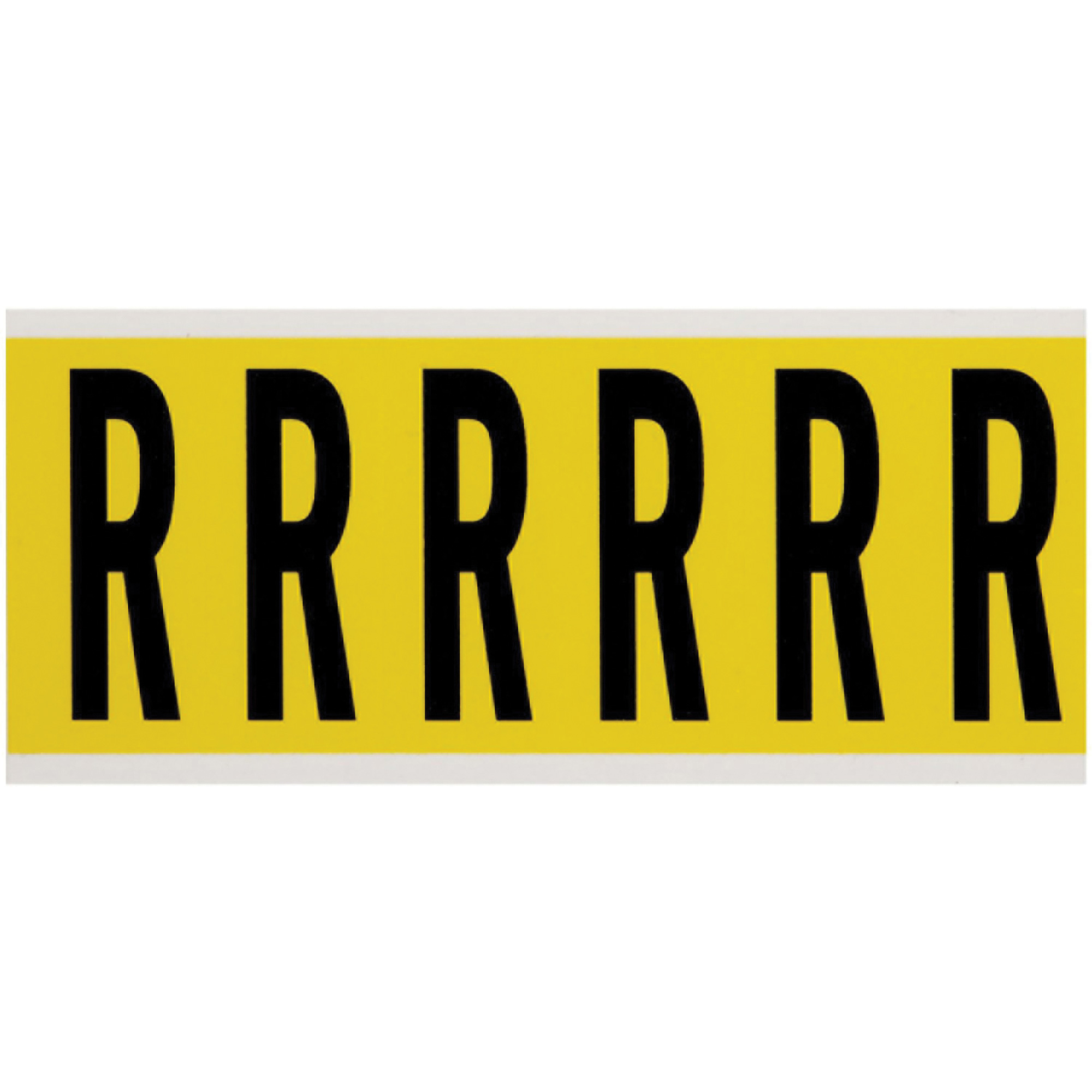 Étiquettes de lettres & chiffres individuels repositionnables, R, 3" h, Noir sur jaune