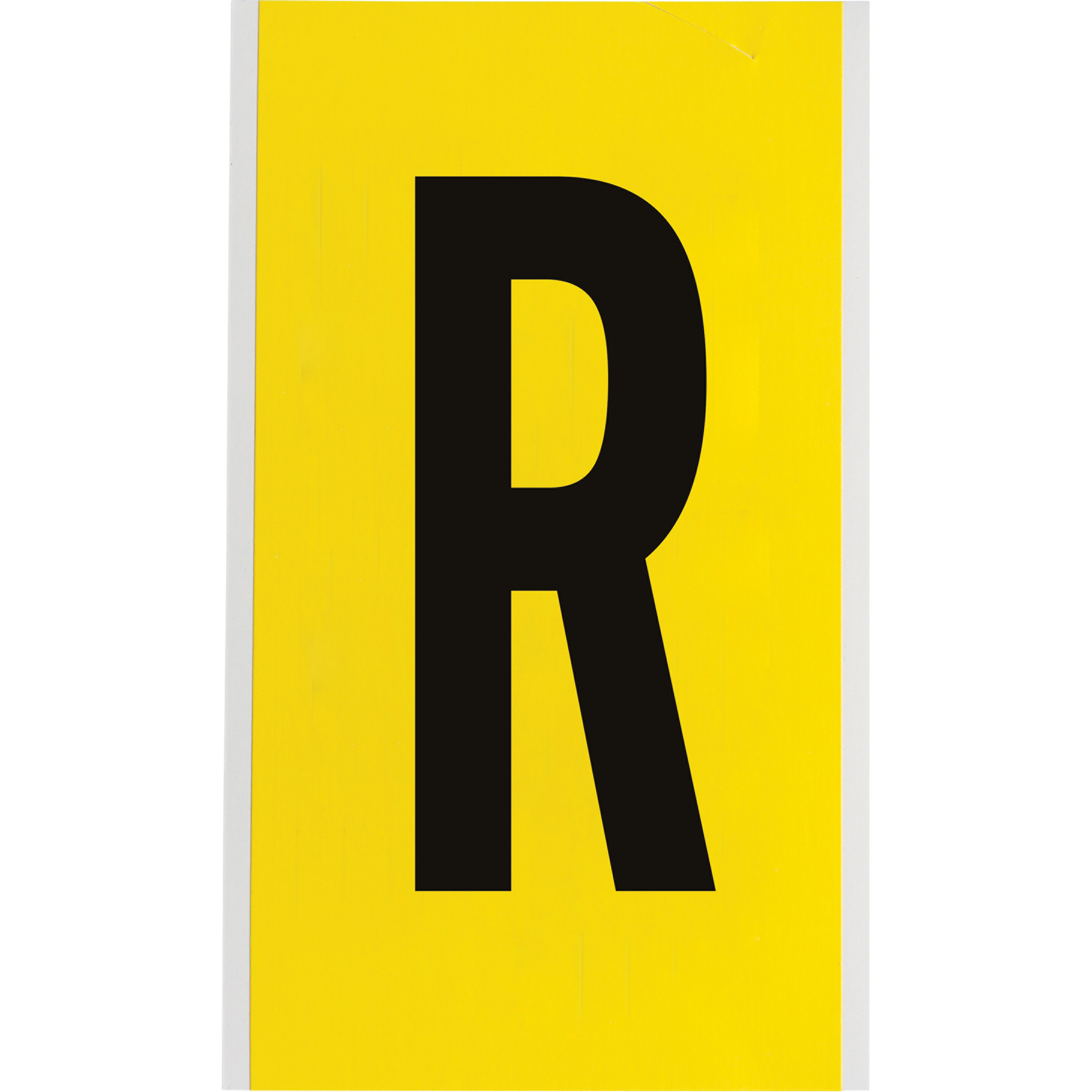 Étiquettes de lettres & chiffres individuels repositionnables, R, 6" h, Noir sur jaune