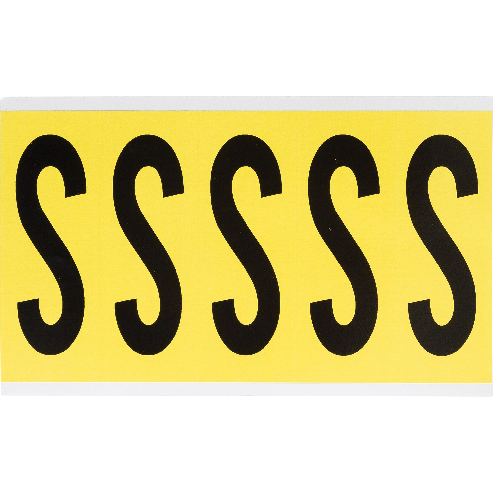 Étiquettes de lettres & chiffres individuels repositionnables, S, 4" h, Noir sur jaune