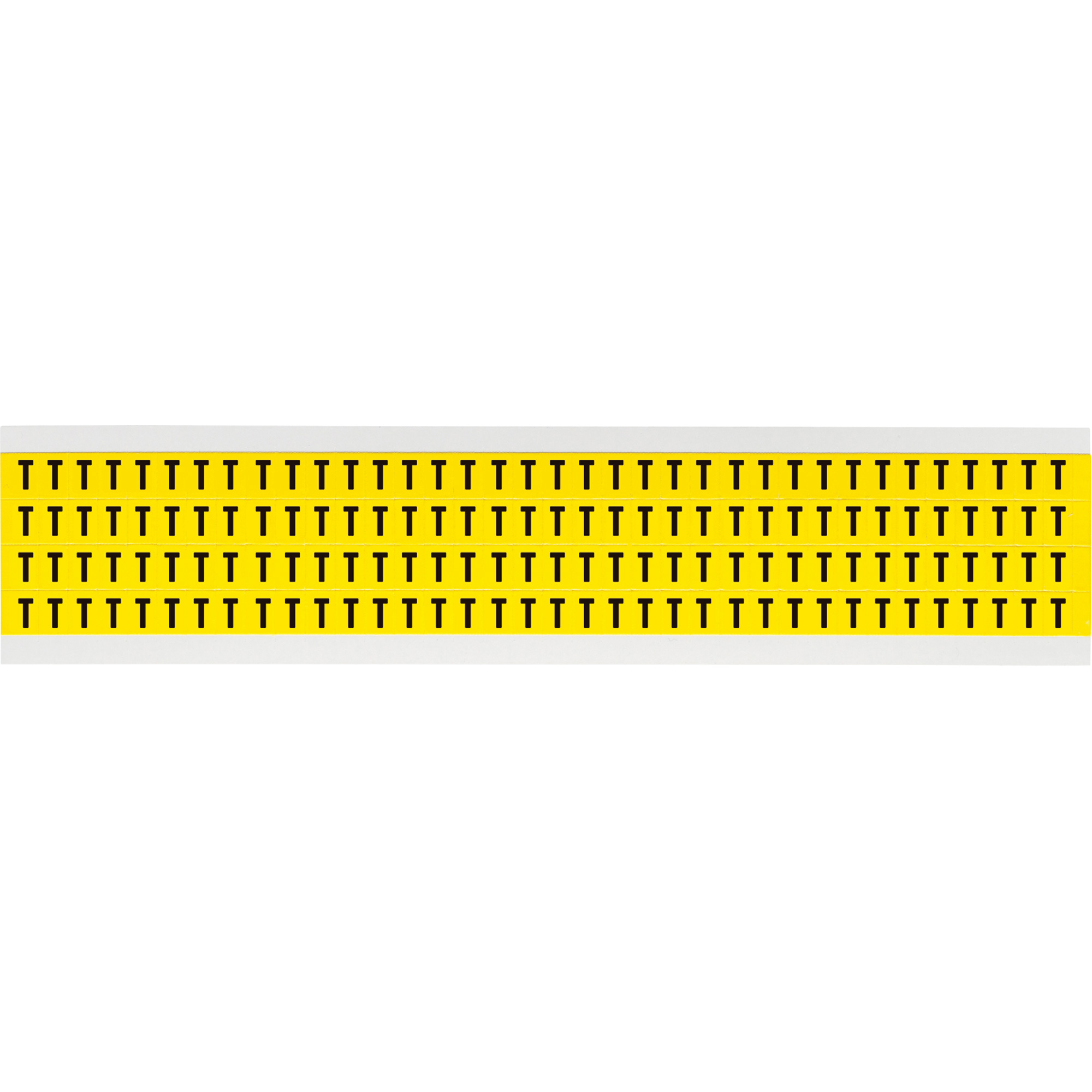 Étiquettes de lettres & chiffres individuels repositionnables, T, 1/4" h, Noir sur jaune