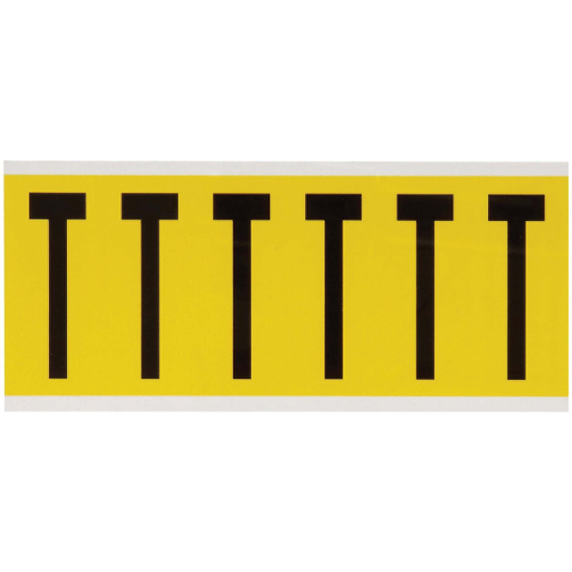 Étiquettes de lettres & chiffres individuels repositionnables, T, 3" h, Noir sur jaune