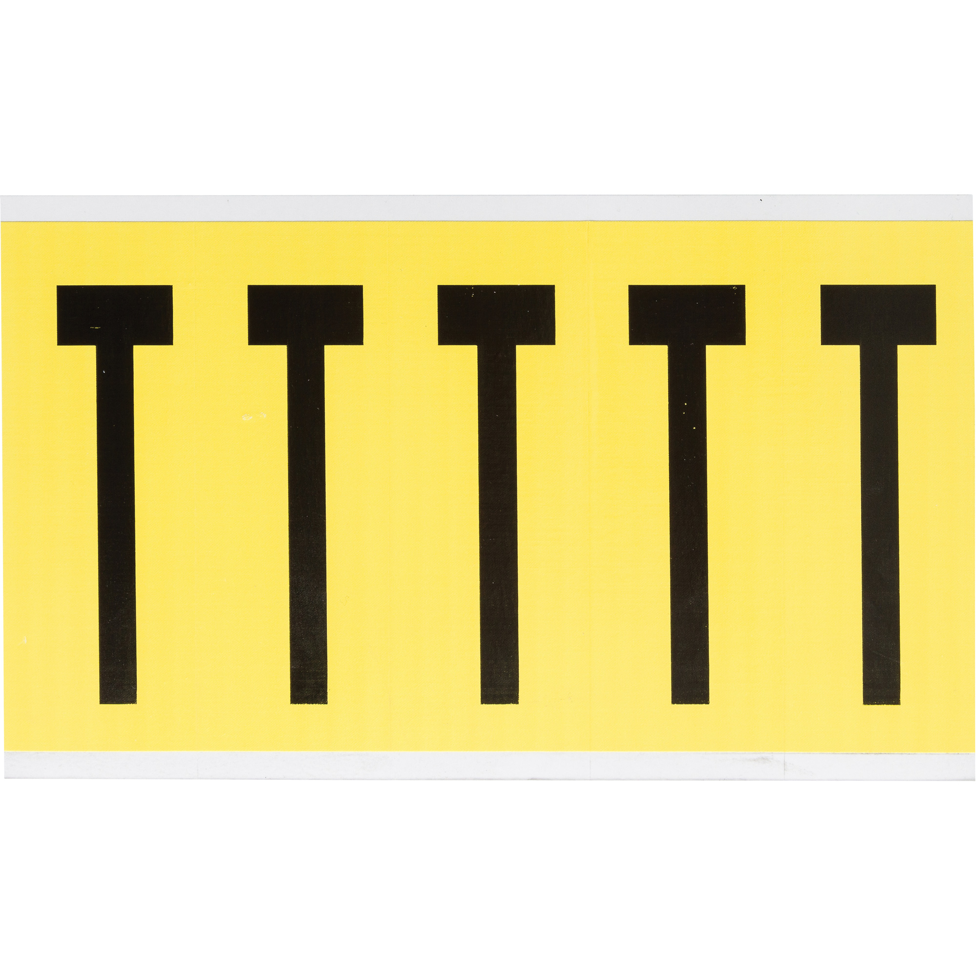 Étiquettes de lettres & chiffres individuels repositionnables, T, 4" h, Noir sur jaune