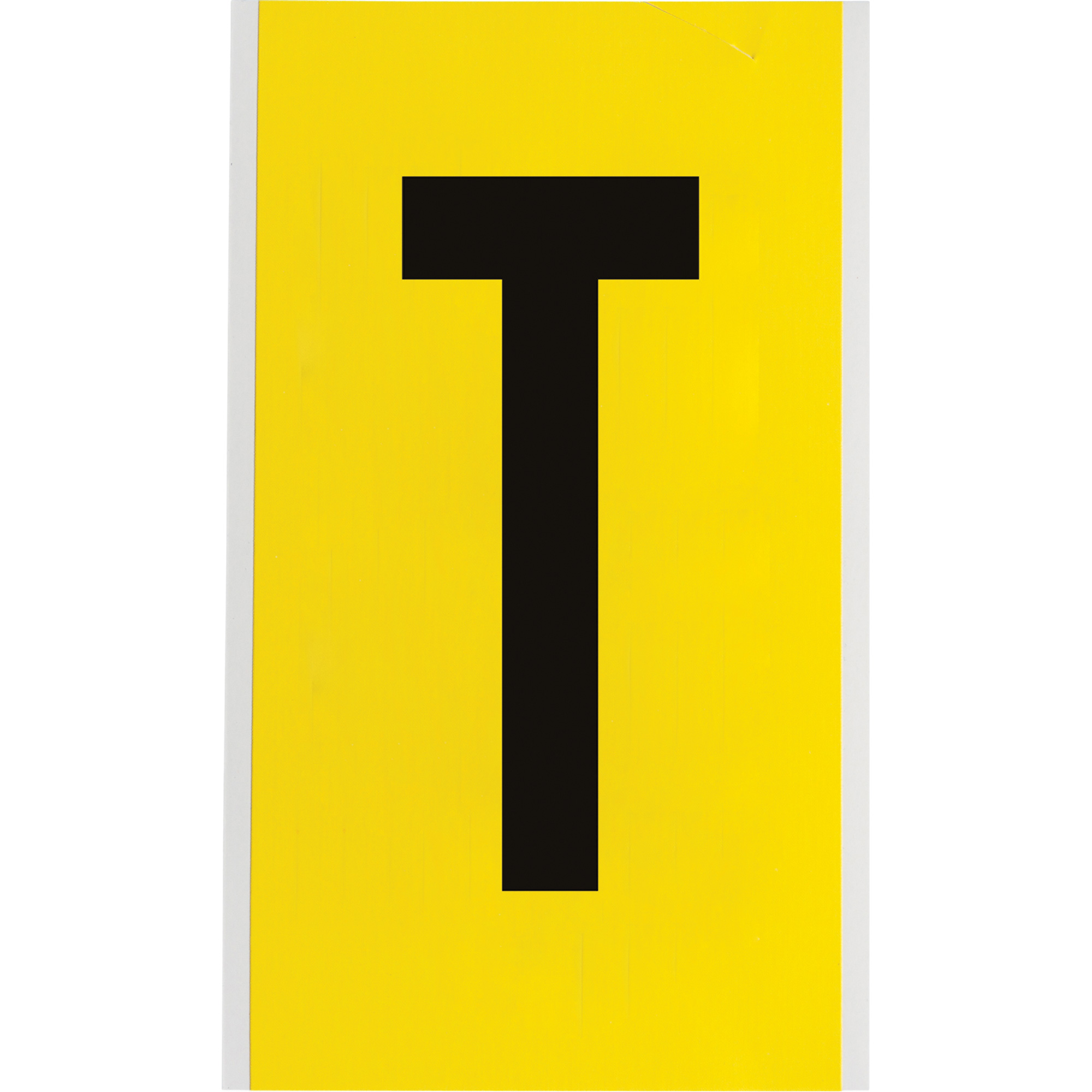 Étiquettes de lettres & chiffres individuels repositionnables, T, 6" h, Noir sur jaune