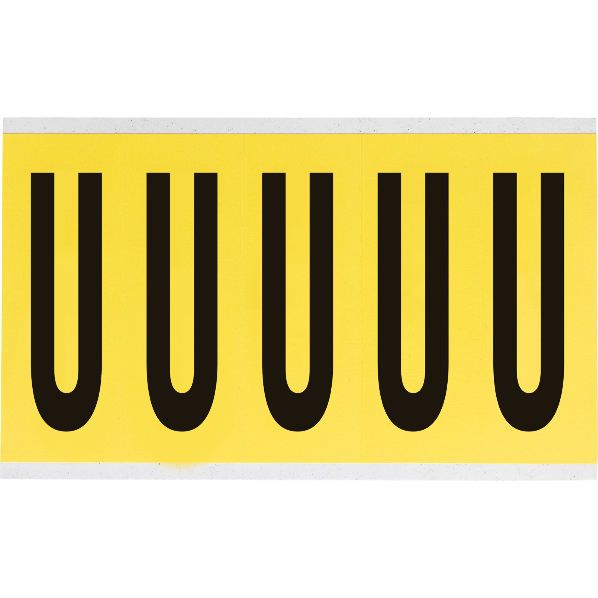 Étiquettes de lettres & chiffres individuels repositionnables, U, 4" h, Noir sur jaune