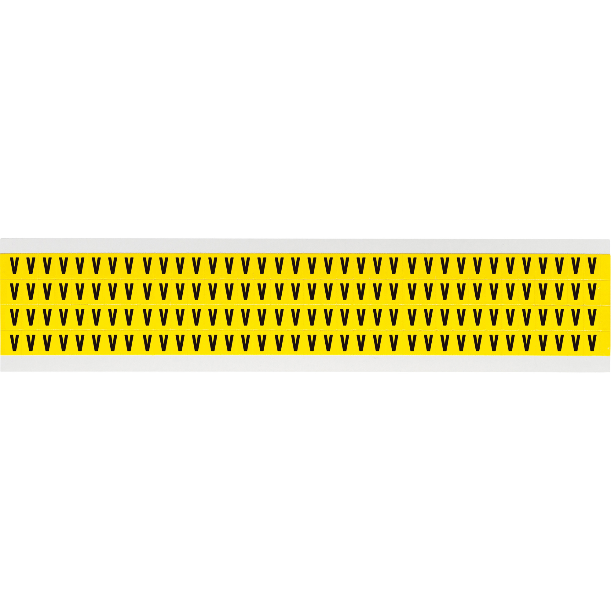 Étiquettes de lettres & chiffres individuels repositionnables, V, 1/4" h, Noir sur jaune