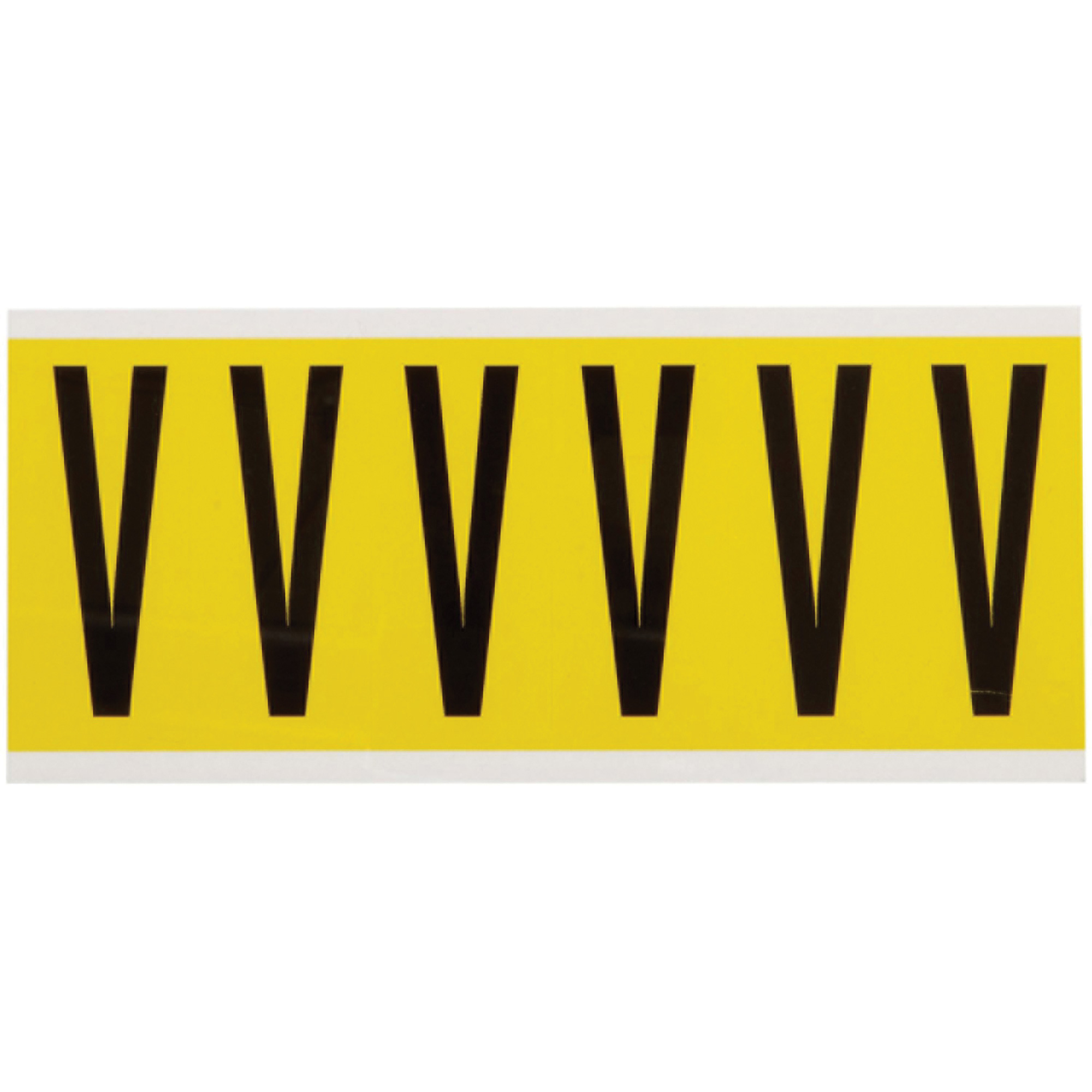 Étiquettes de lettres & chiffres individuels repositionnables, V, 3" h, Noir sur jaune