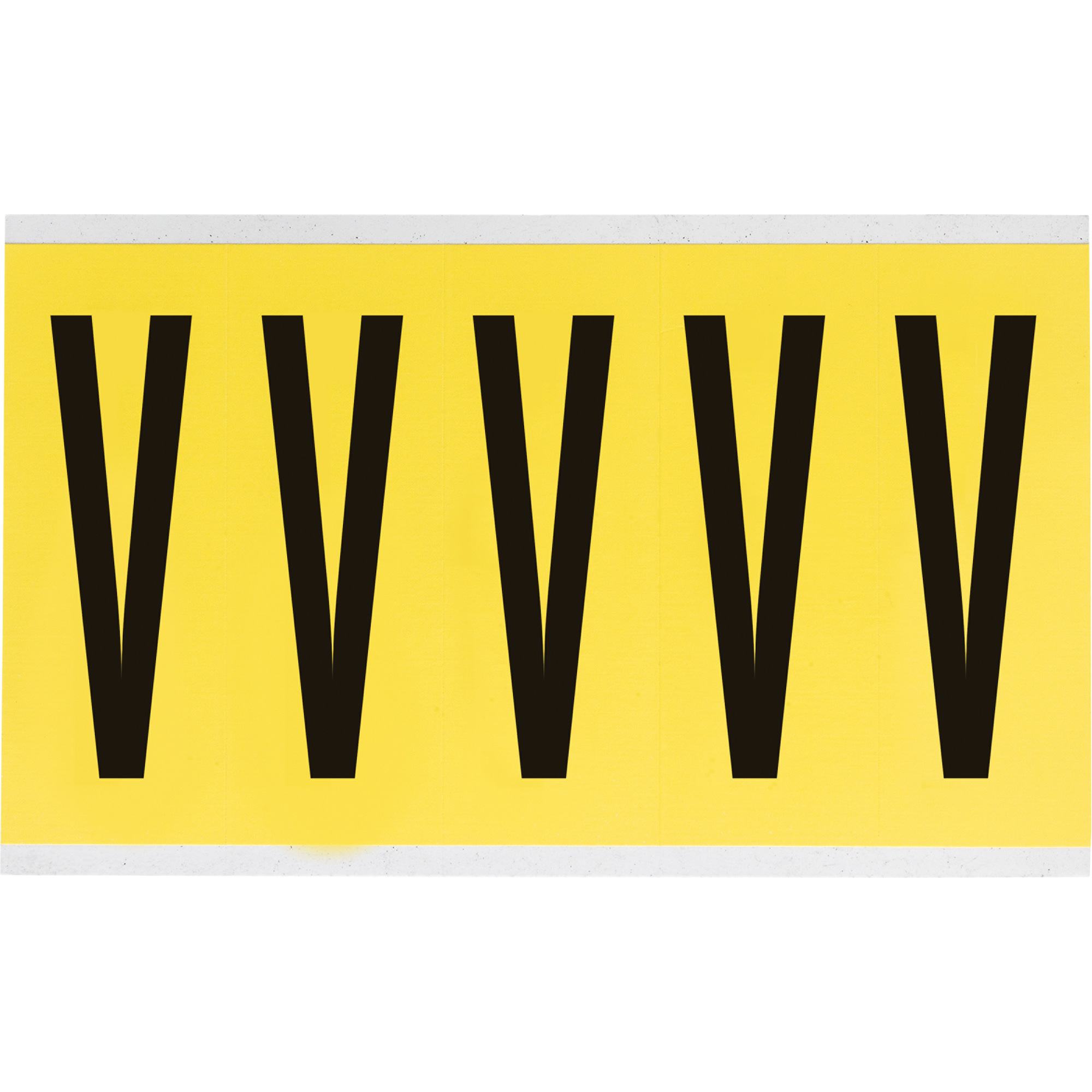 Étiquettes de lettres & chiffres individuels repositionnables, V, 4" h, Noir sur jaune