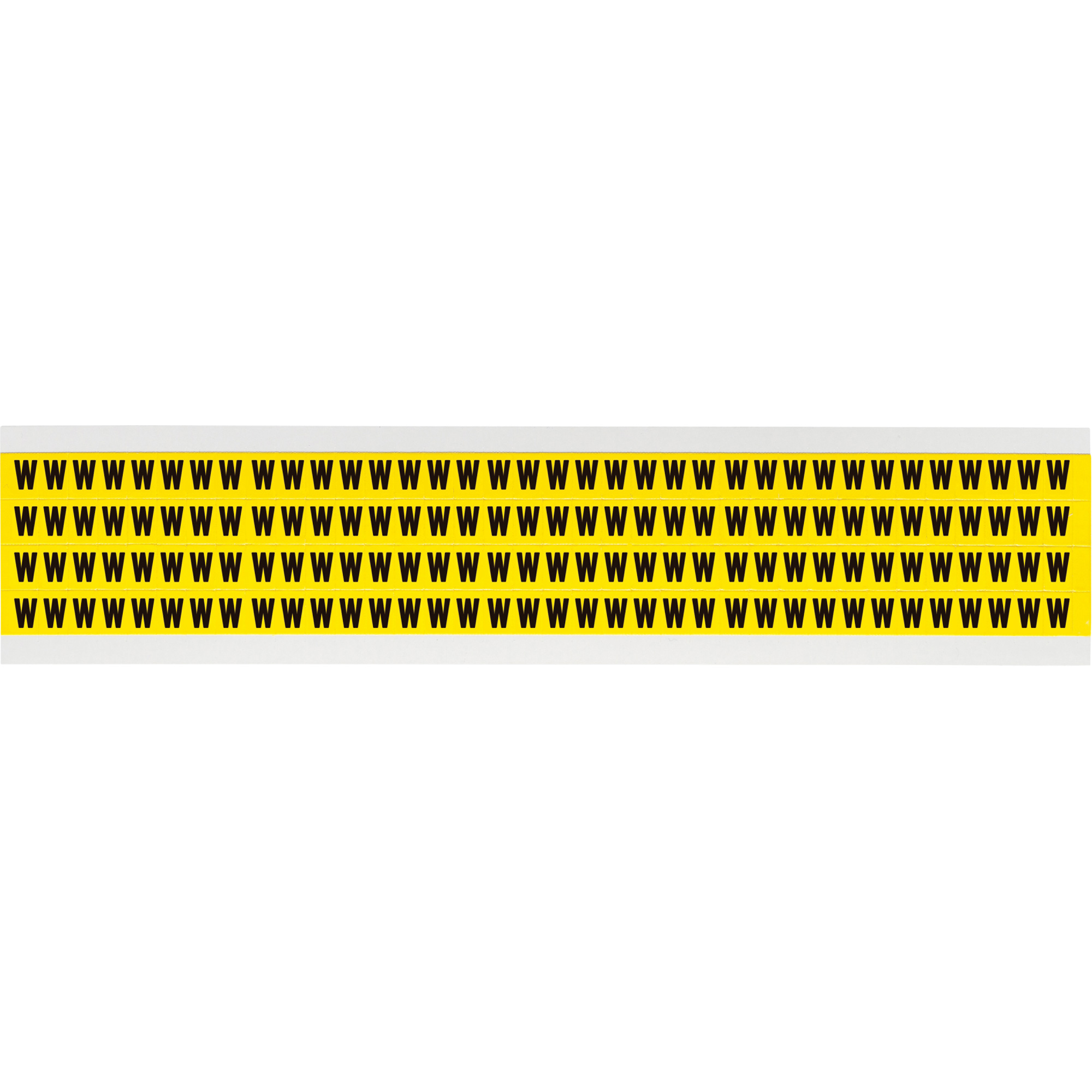Étiquettes de lettres & chiffres individuels repositionnables, W, 1/4" h, Noir sur jaune