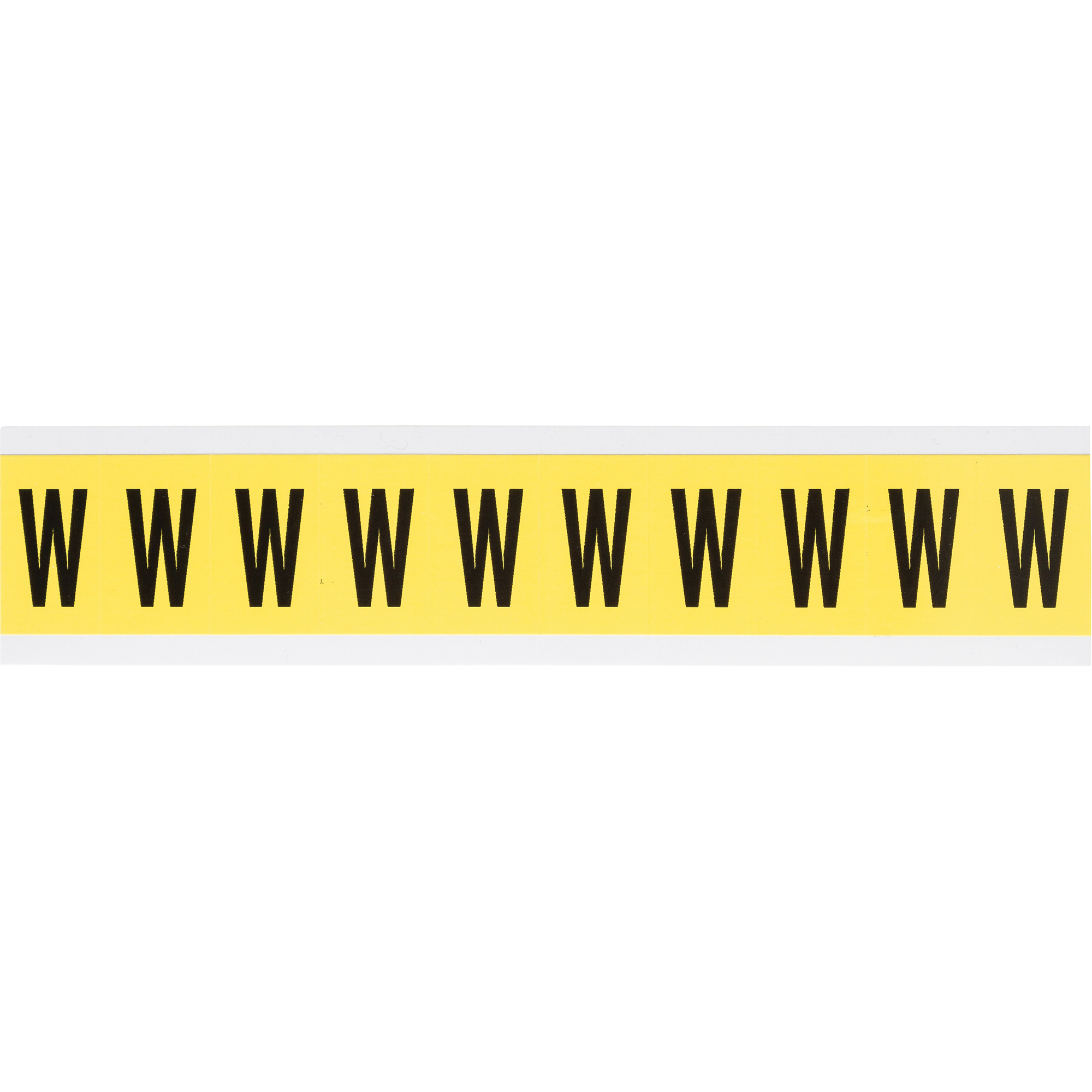 Étiquettes de lettres & chiffres individuels repositionnables, W, 1" h, Noir sur jaune