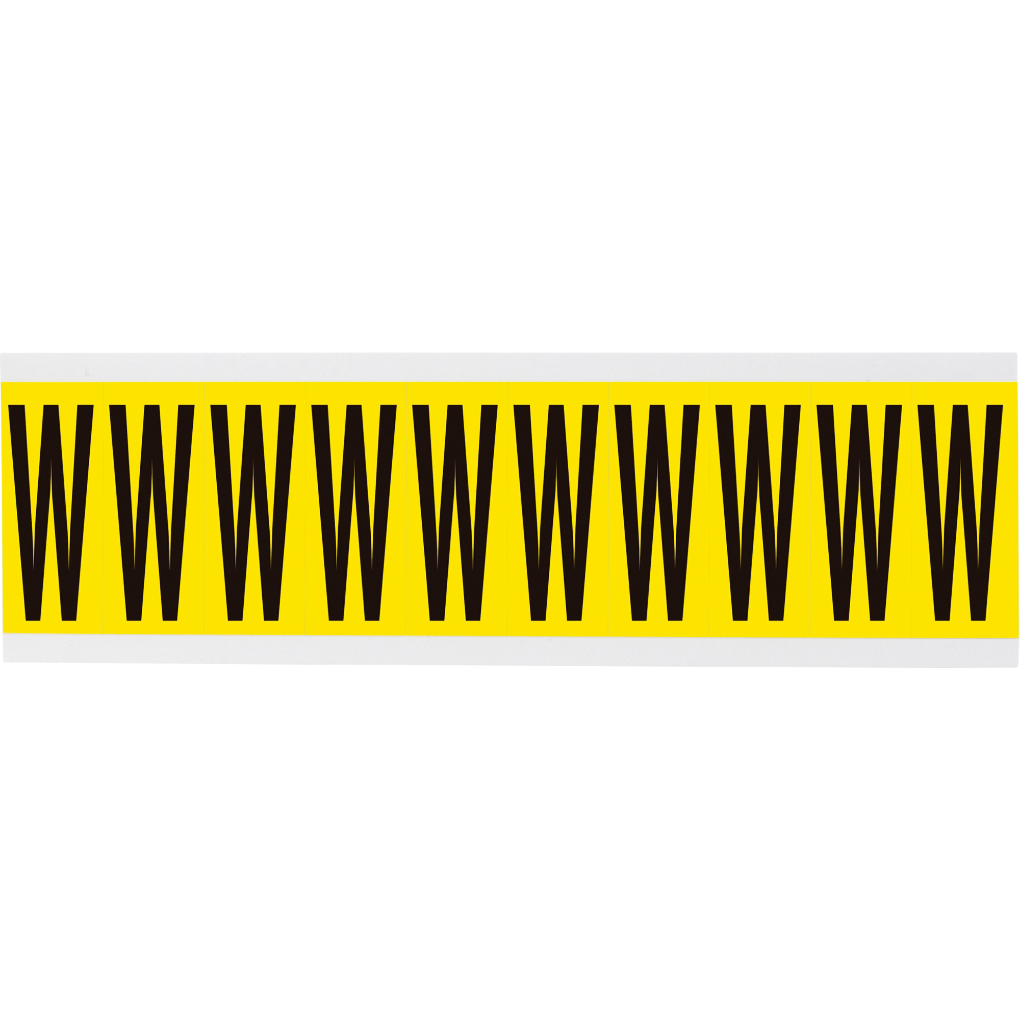 Étiquettes de lettres & chiffres individuels repositionnables, W, 2" h, Noir sur jaune