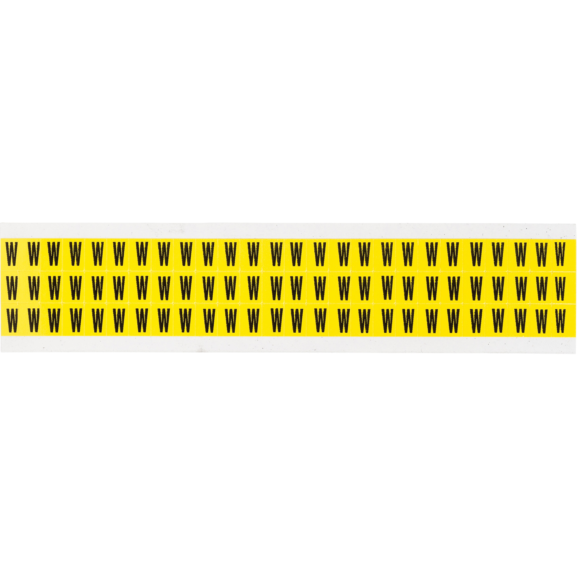 Étiquettes de lettres & chiffres individuels repositionnables, W, 3/8" h, Noir sur jaune