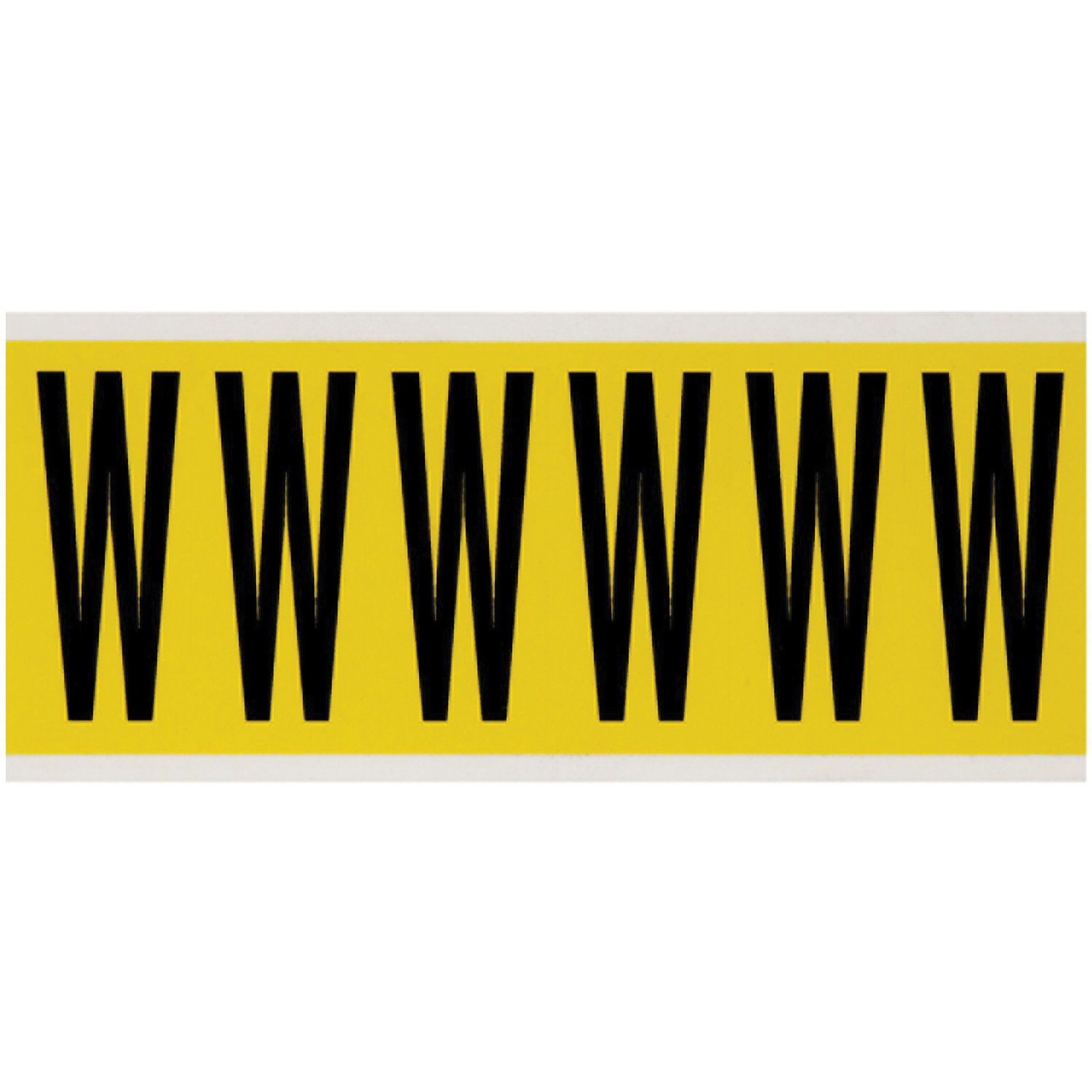 Étiquettes de lettres & chiffres individuels repositionnables, W, 3" h, Noir sur jaune