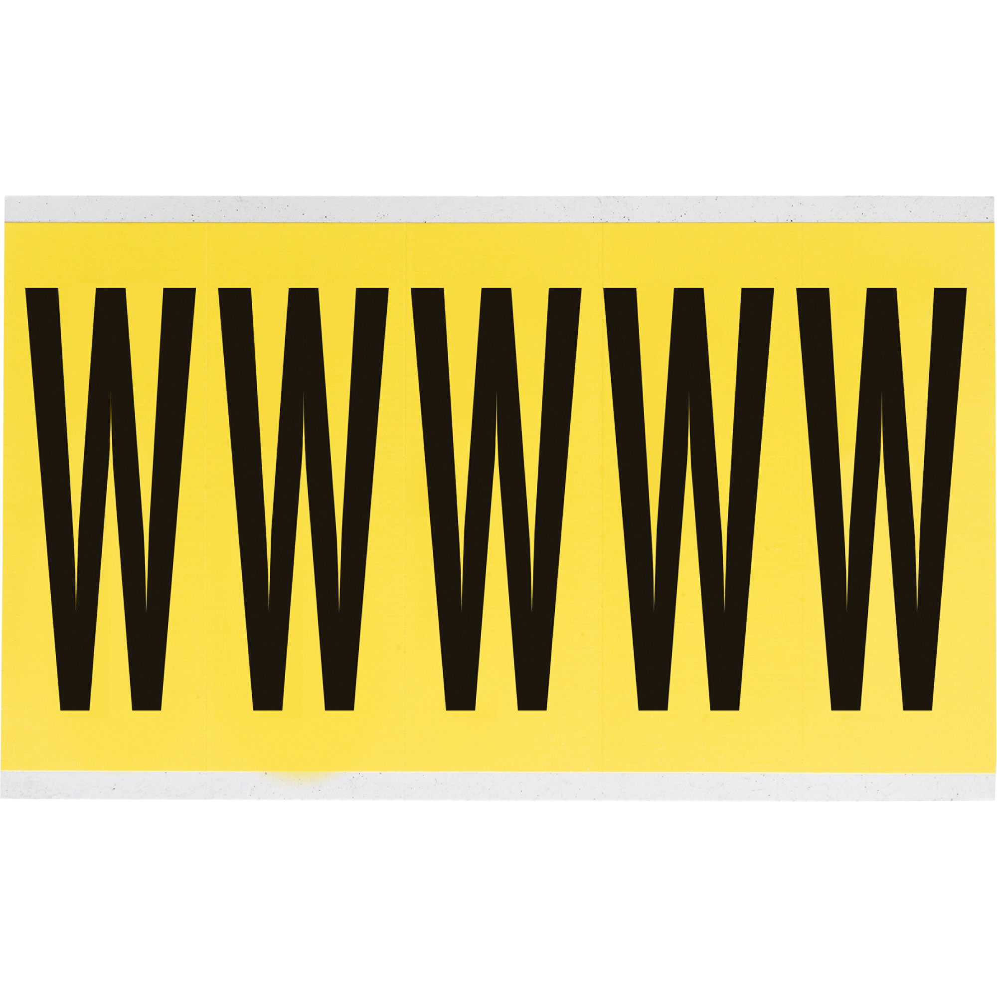 Étiquettes de lettres & chiffres individuels repositionnables, W, 4" h, Noir sur jaune