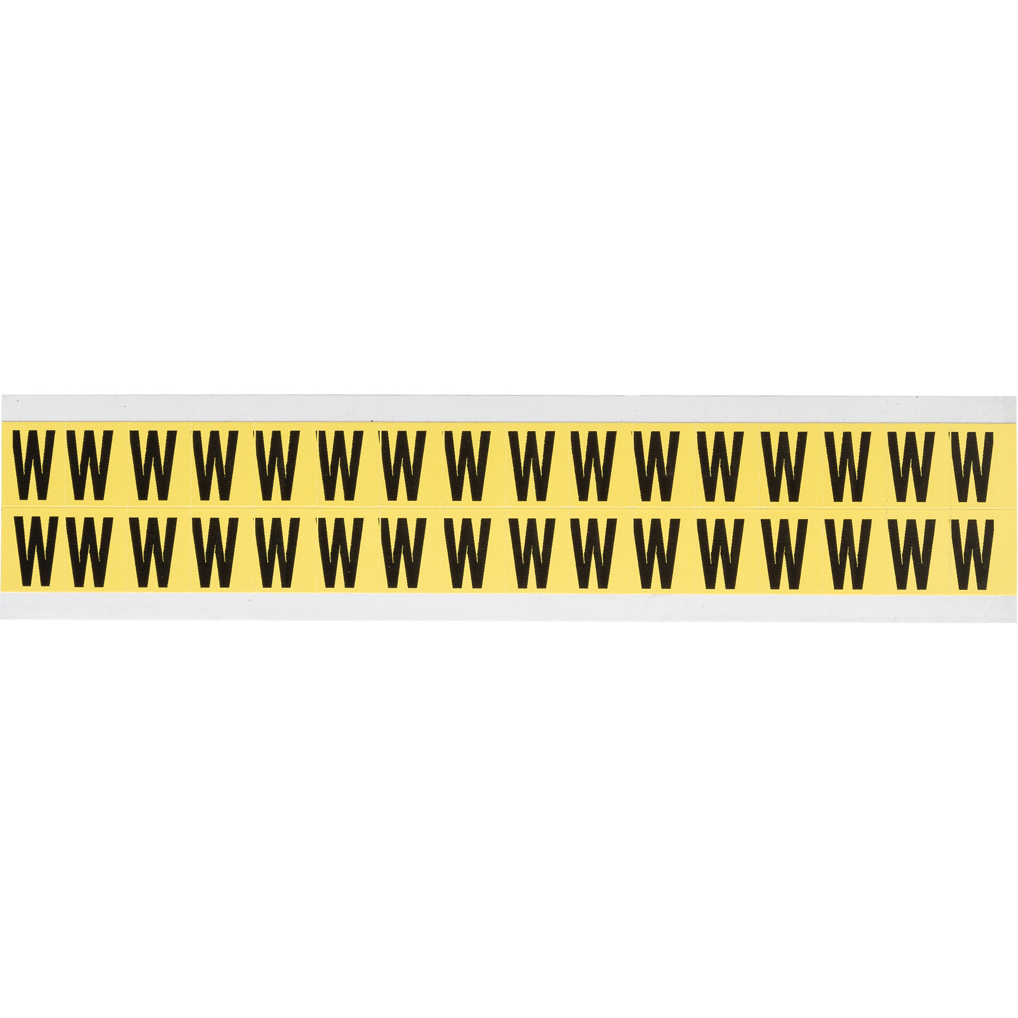 Étiquettes de lettres & chiffres individuels repositionnables, W, 5/8" h, Noir sur jaune
