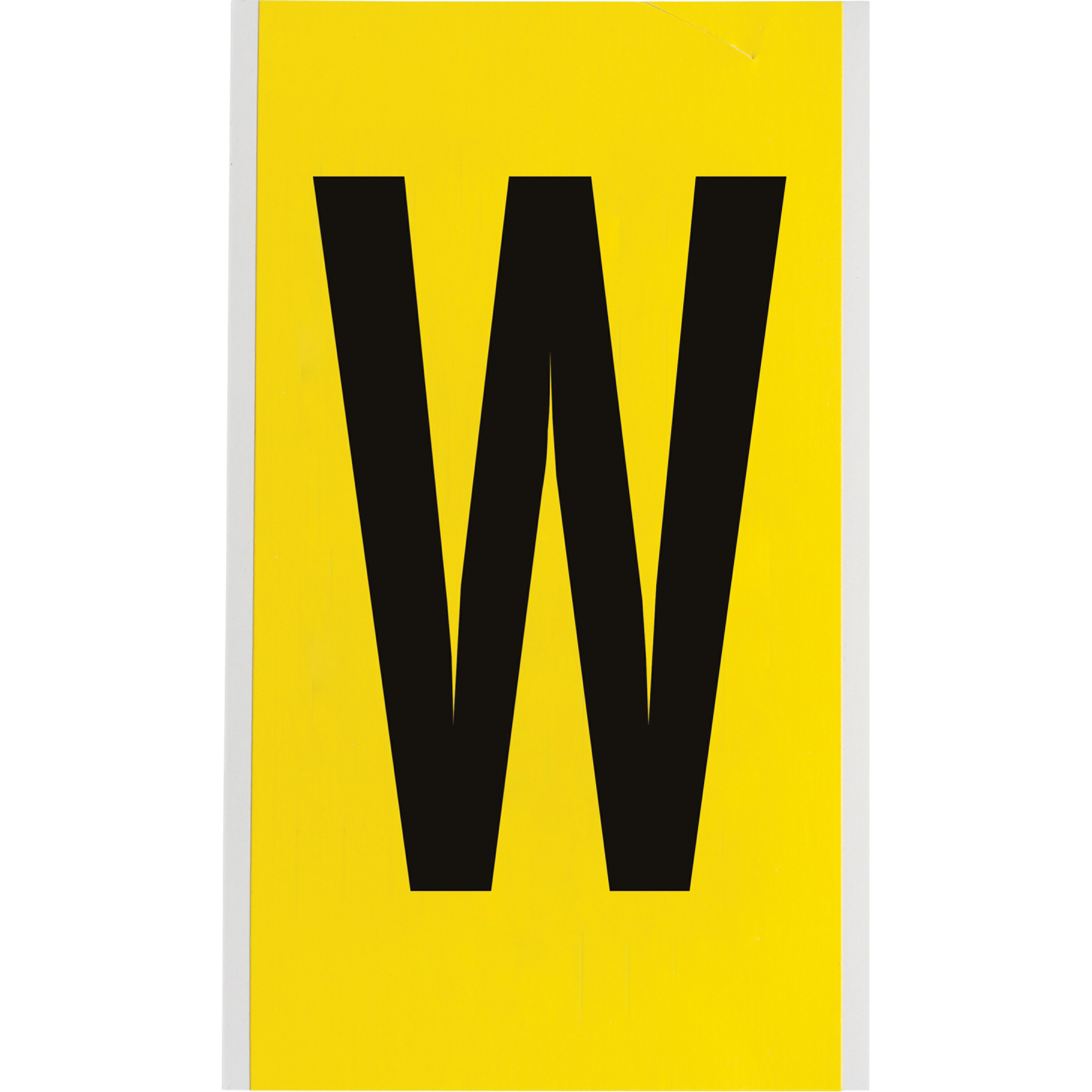 Étiquettes de lettres & chiffres individuels repositionnables, W, 6" h, Noir sur jaune
