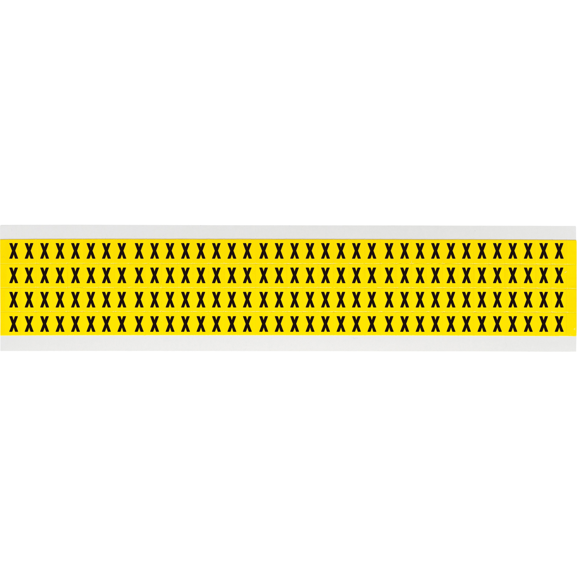 Étiquettes de lettres & chiffres individuels repositionnables, X, 1/4" h, Noir sur jaune