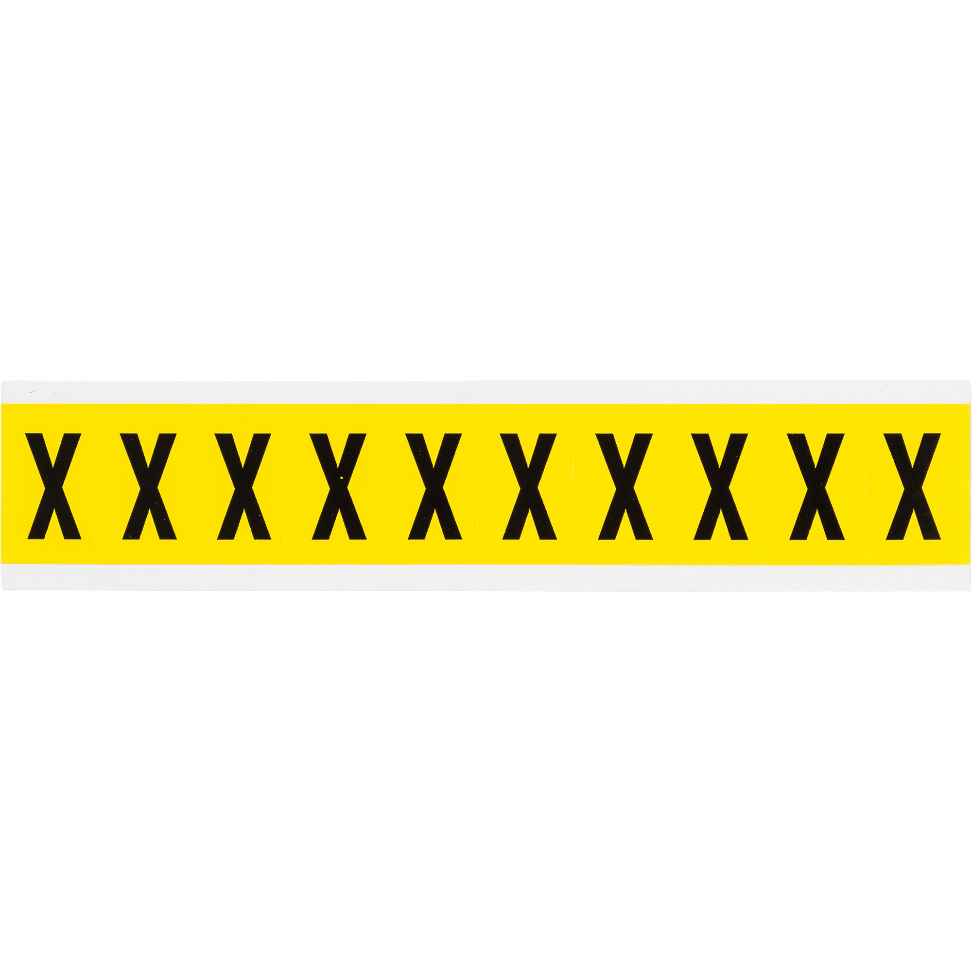 Étiquettes de lettres & chiffres individuels repositionnables, X, 1" h, Noir sur jaune