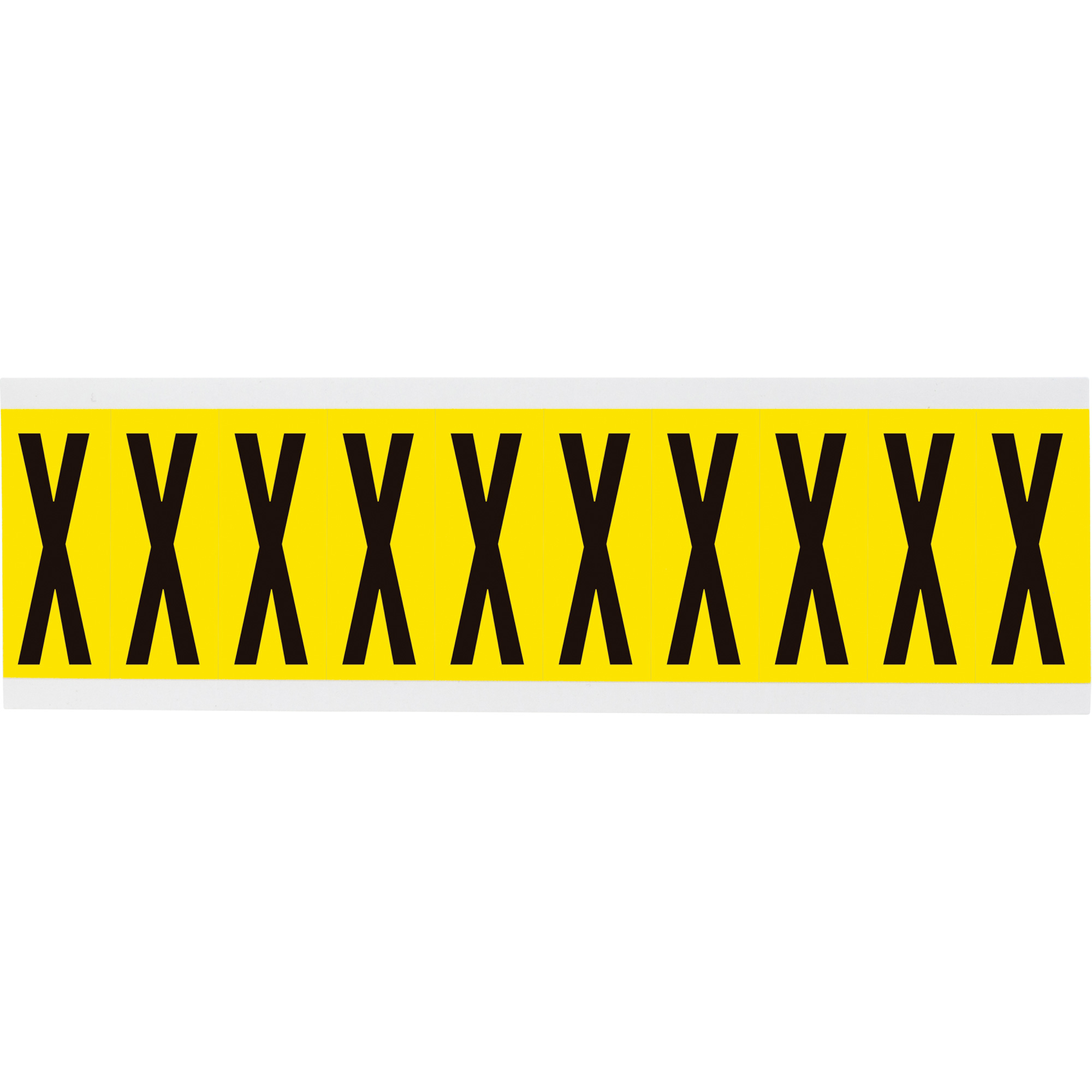 Étiquettes de lettres & chiffres individuels repositionnables, X, 2" h, Noir sur jaune