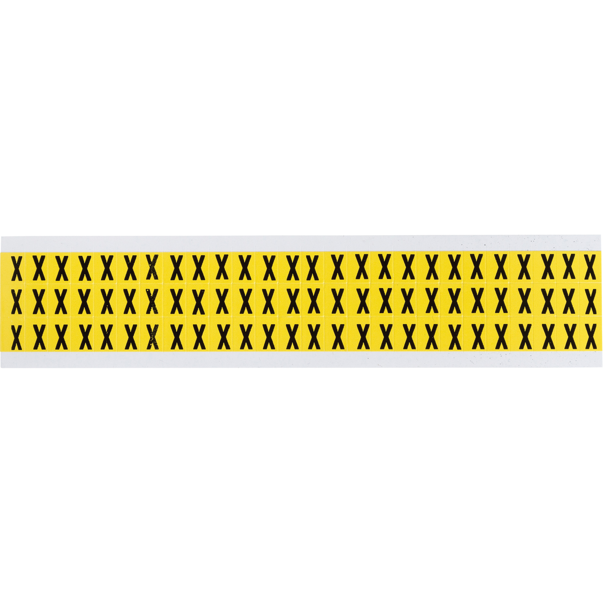 Étiquettes de lettres & chiffres individuels repositionnables, X, 3/8" h, Noir sur jaune