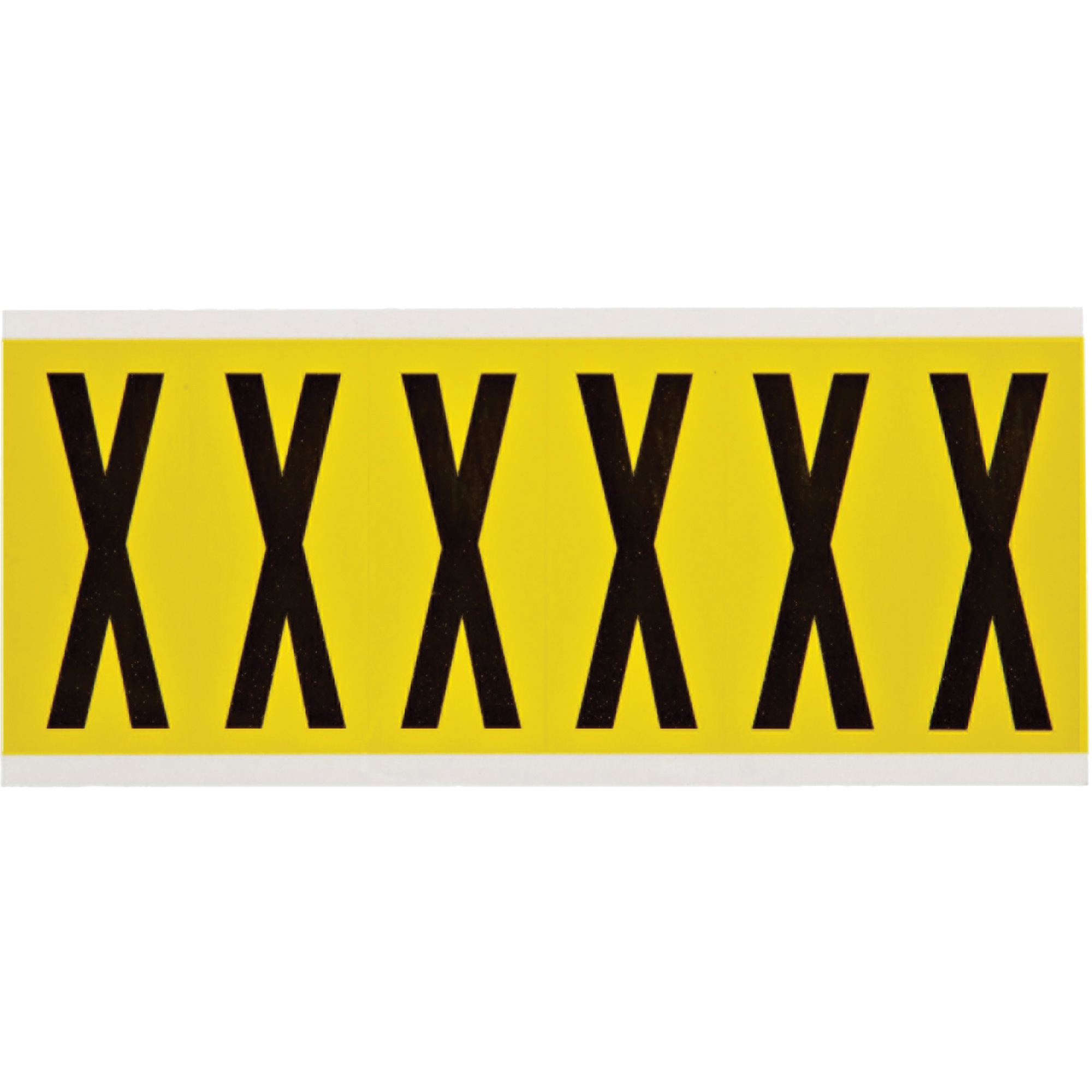 Étiquettes de lettres & chiffres individuels repositionnables, X, 3" h, Noir sur jaune