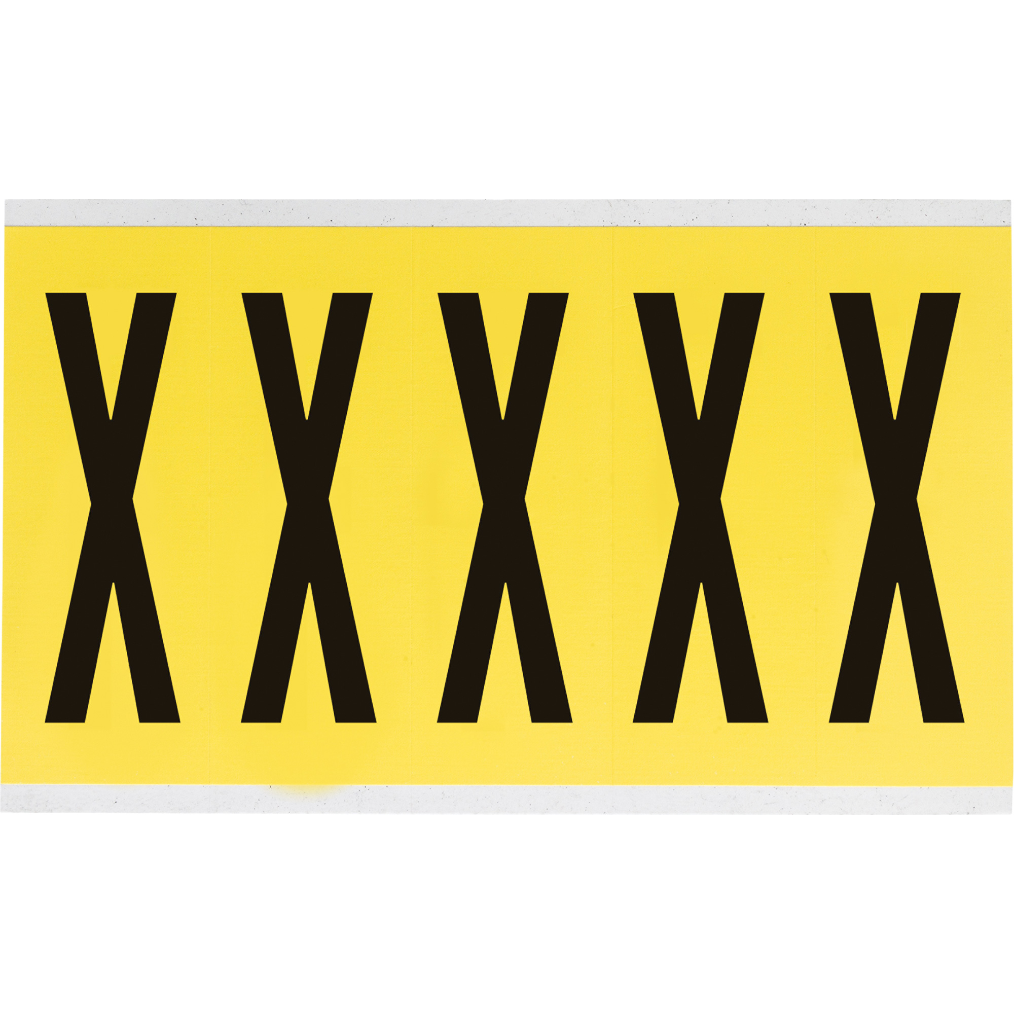Étiquettes de lettres & chiffres individuels repositionnables, X, 4" h, Noir sur jaune
