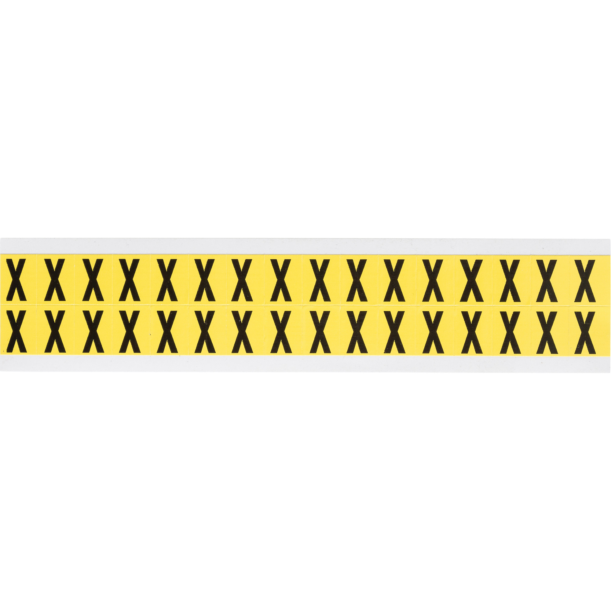 Étiquettes de lettres & chiffres individuels repositionnables, X, 5/8" h, Noir sur jaune