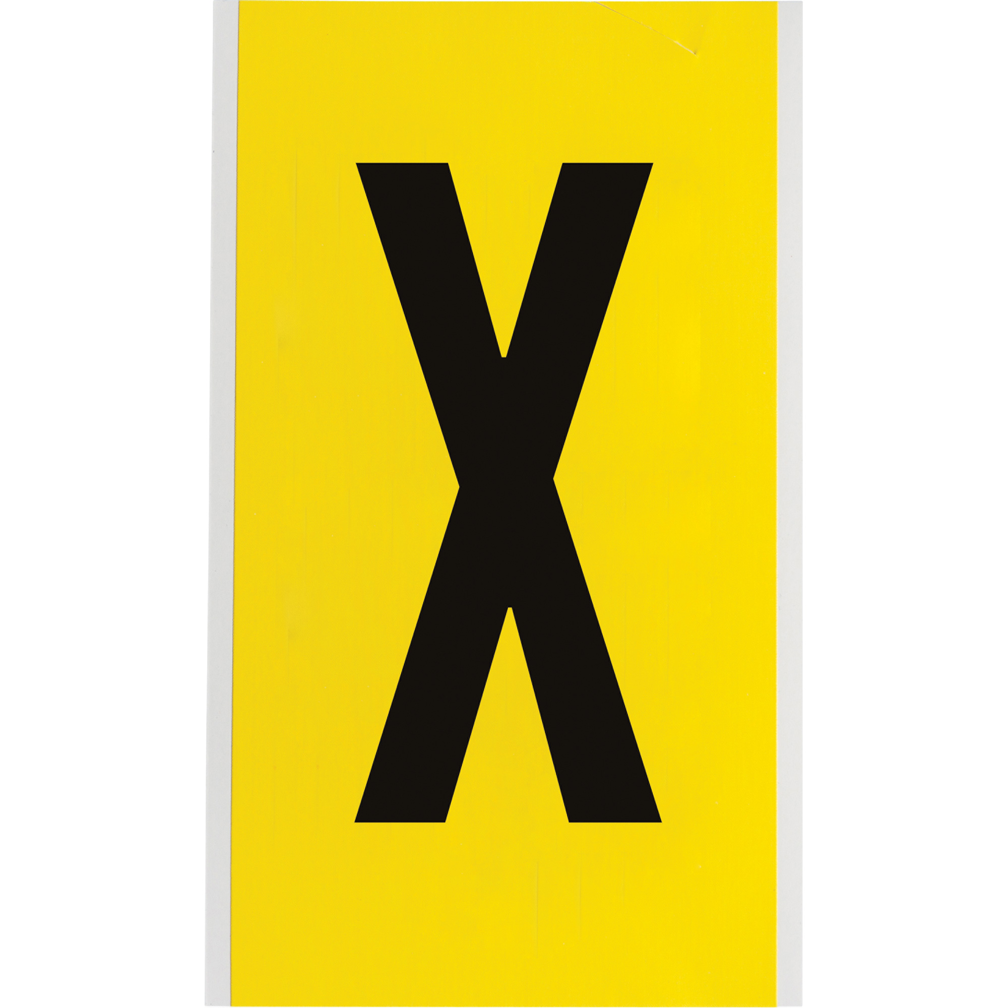 Étiquettes de lettres & chiffres individuels repositionnables, X, 6" h, Noir sur jaune