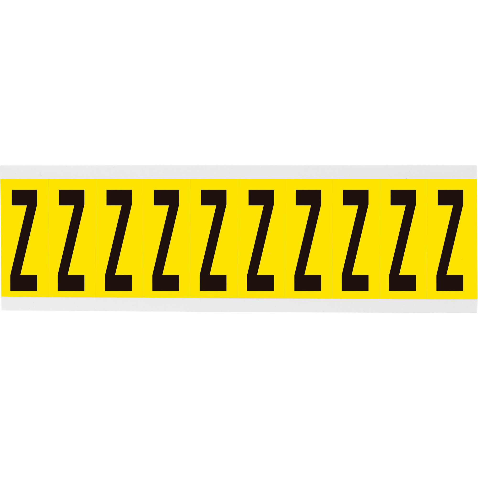 Étiquettes de lettres & chiffres individuels repositionnables, Z, 2" h, Noir sur jaune