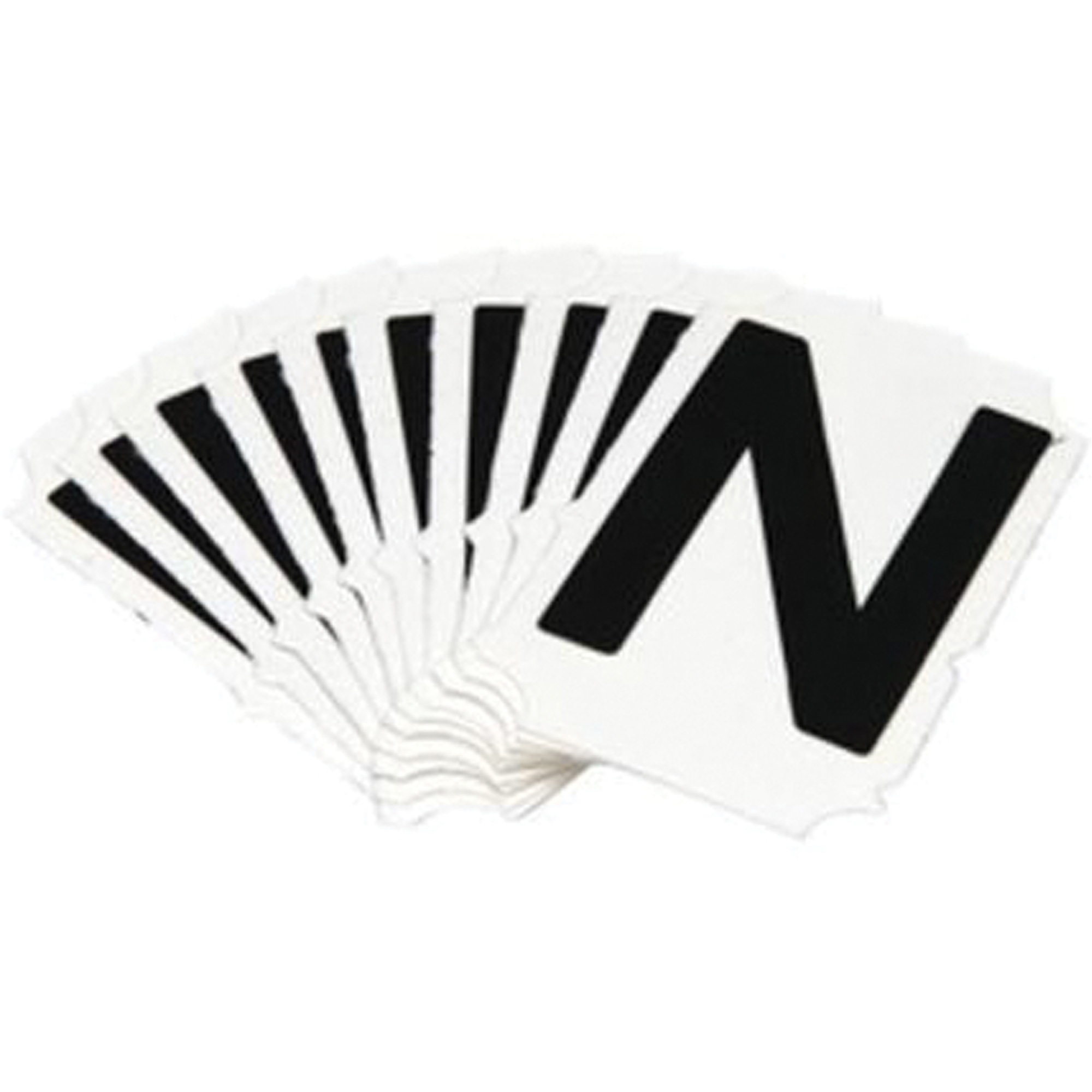 Étiquettes de lettres & chiffres réfléchissants individuels, N, 1" h, Noir sur argent