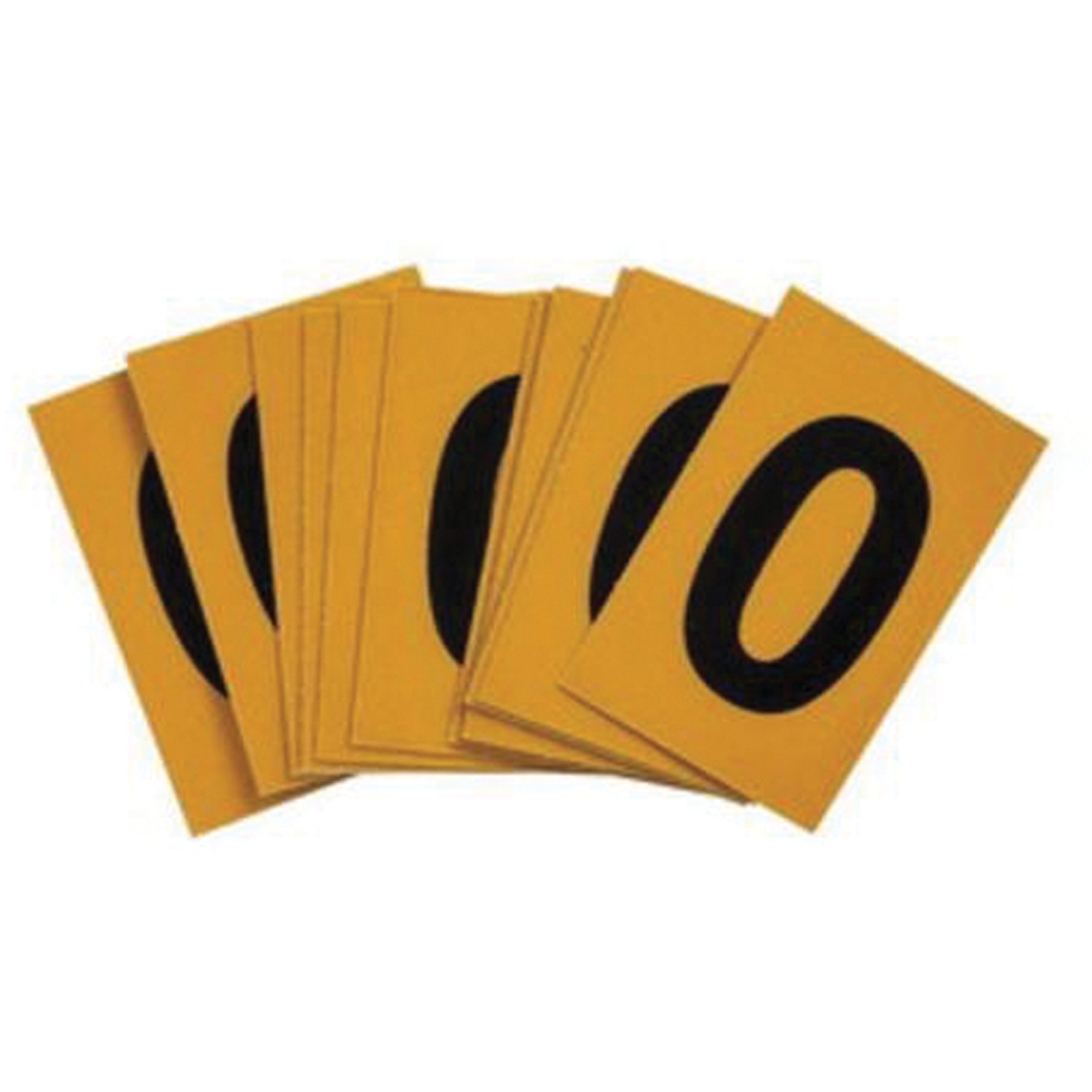 Étiquettes de lettres & chiffres réfléchissants individuels, O, 1" h, Noir sur jaune