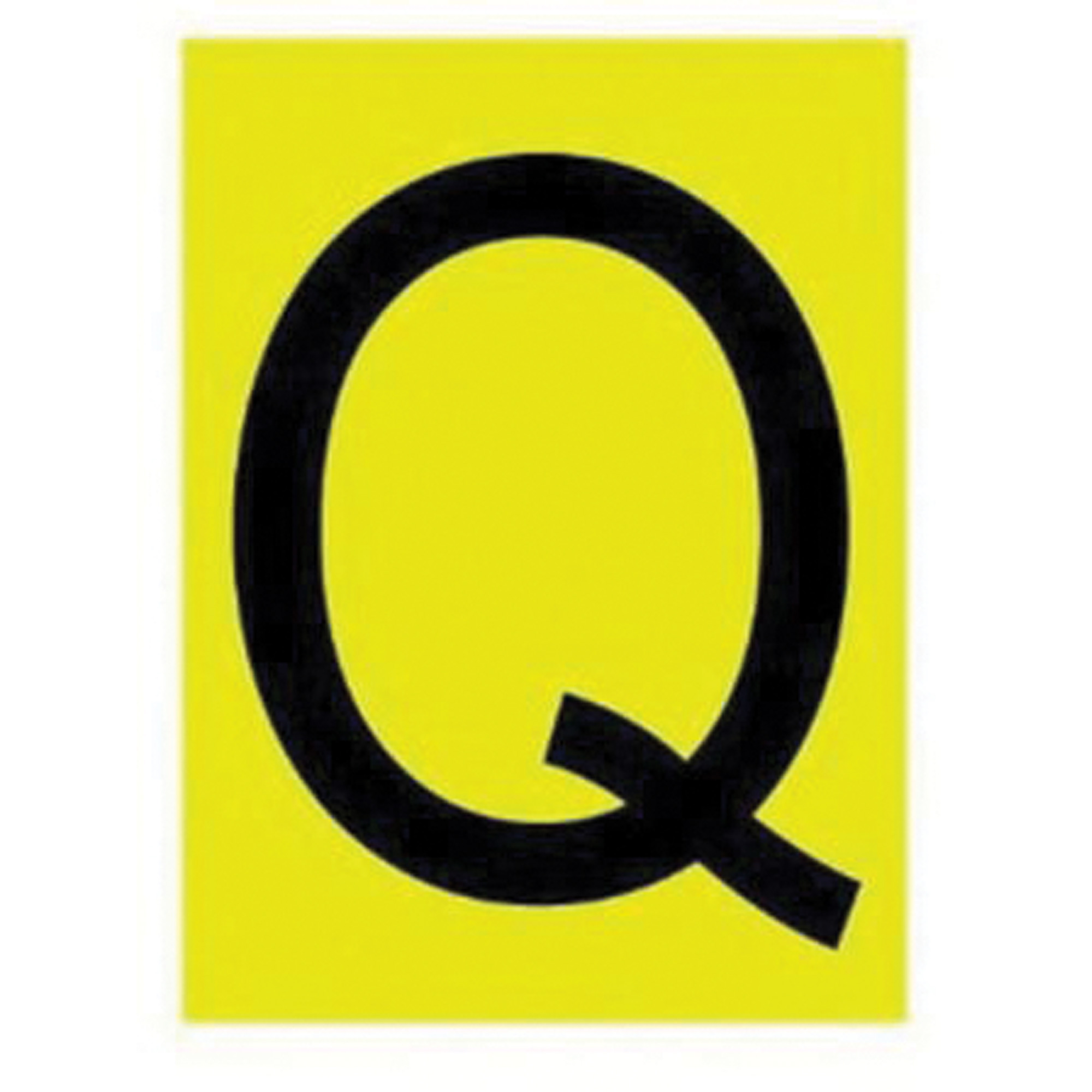 Étiquettes de lettres & chiffres réfléchissants individuels, Q, 1" h, Noir sur jaune