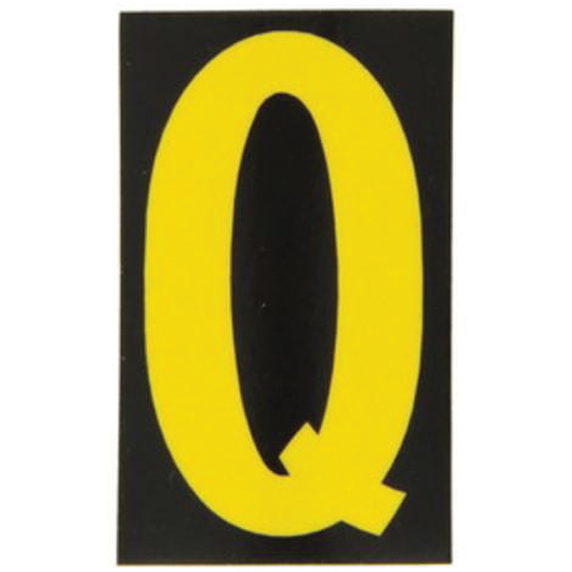 Étiquettes de lettres & chiffres réfléchissants individuels, Q, 2-1/2" h, Jaune sur noir