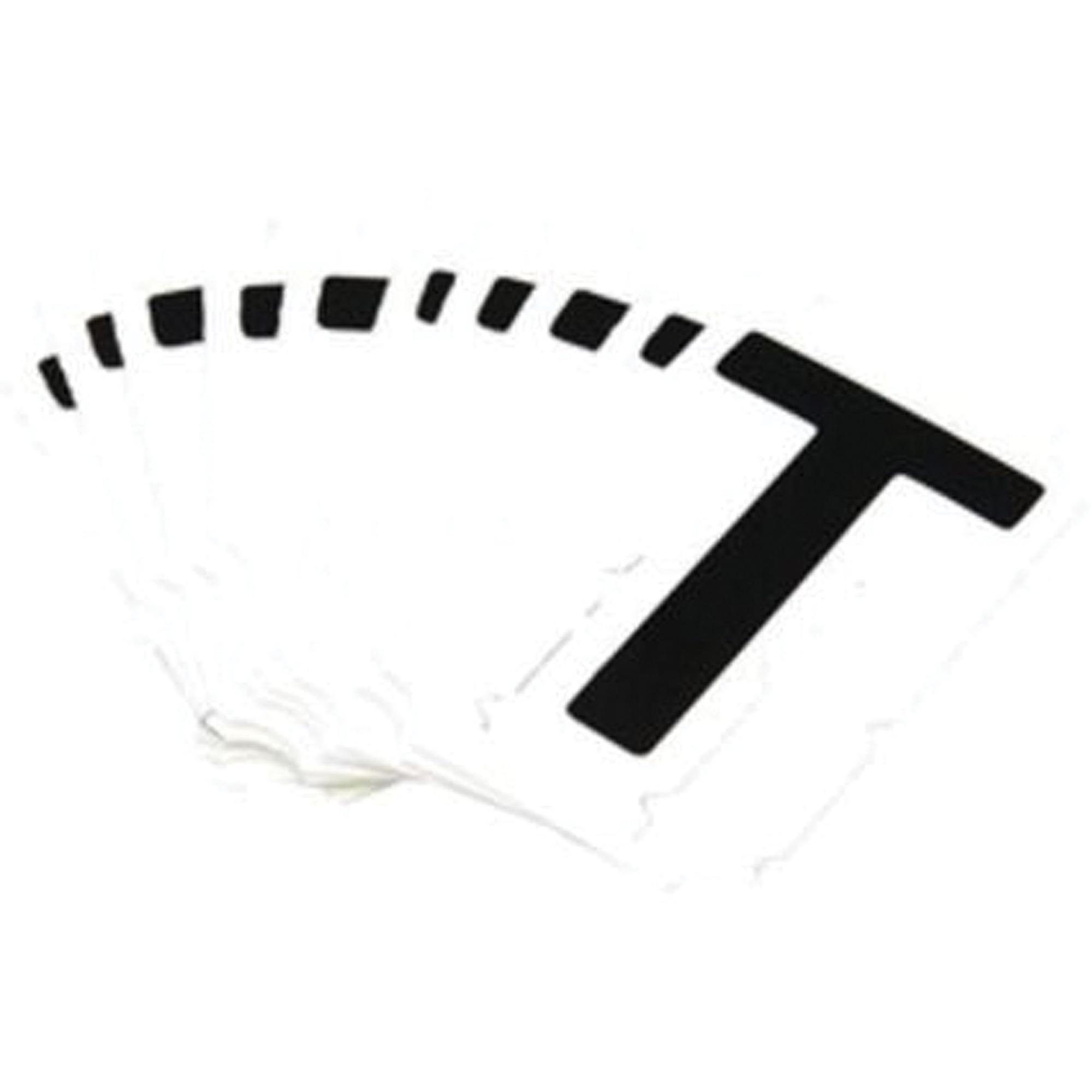 Étiquettes de lettres & chiffres réfléchissants individuels, T, 1" h, Noir sur argent