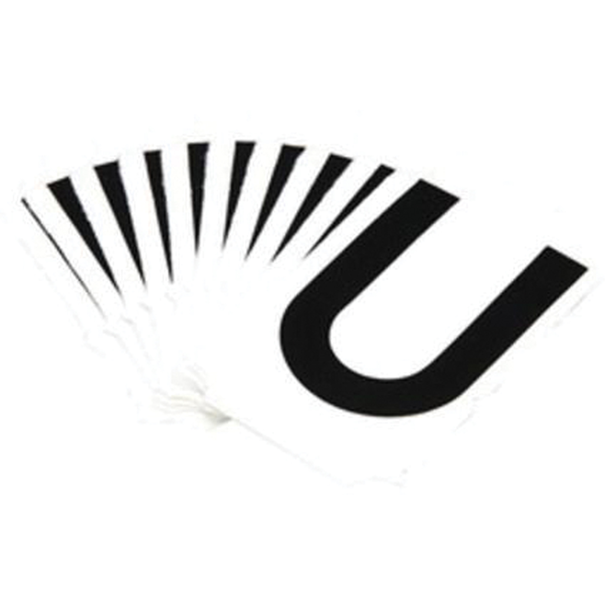 Étiquettes de lettres & chiffres réfléchissants individuels, U, 1" h, Noir sur argent