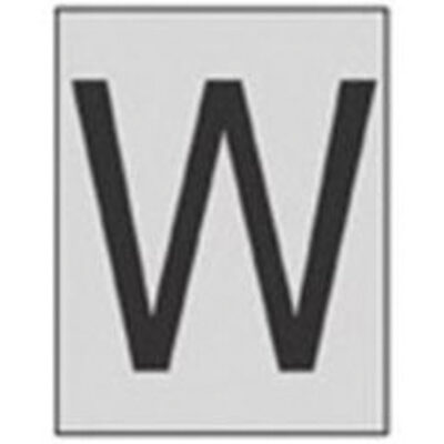 Étiquettes de lettres & chiffres réfléchissants individuels, W, 1" h, Noir sur argent