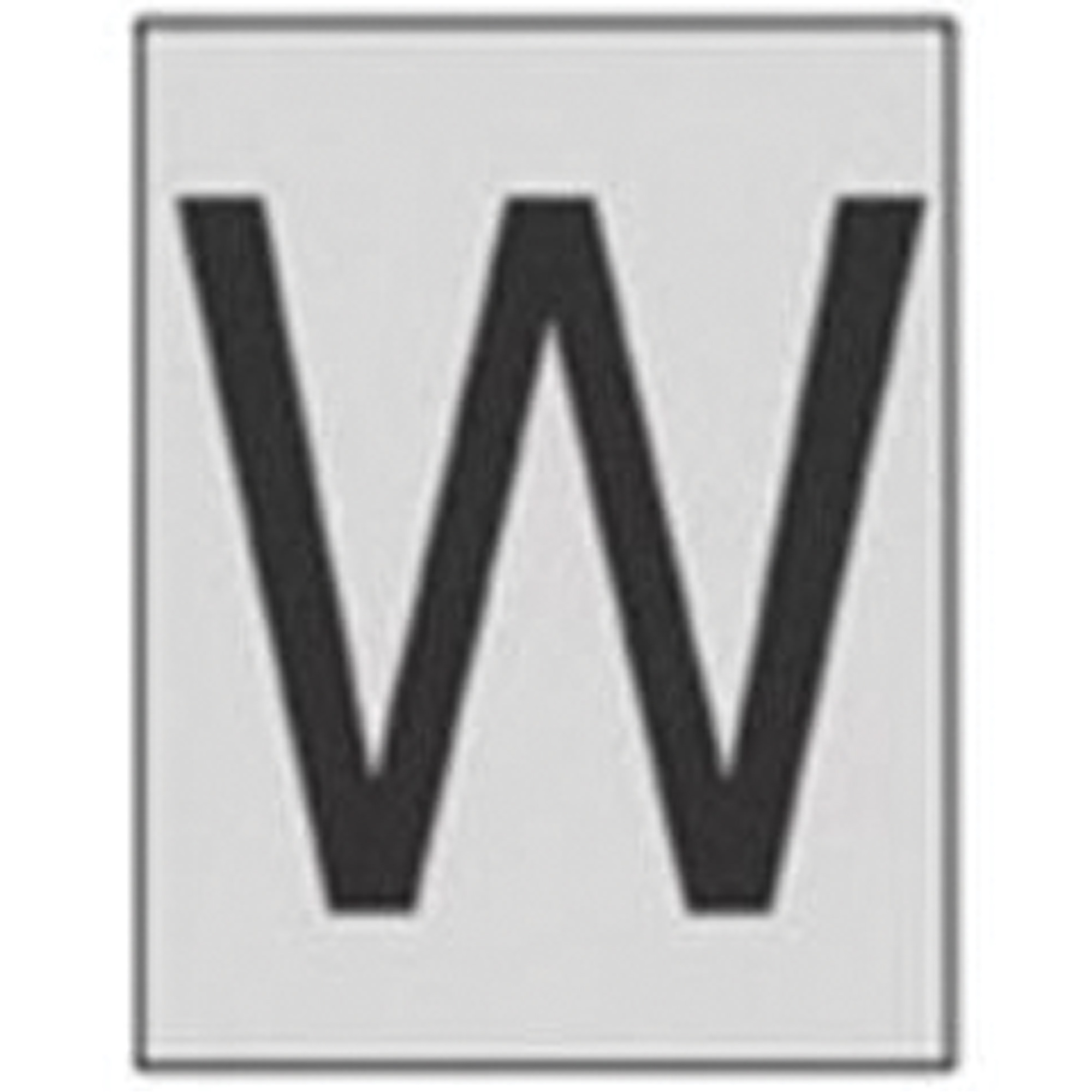 Étiquettes de lettres & chiffres réfléchissants individuels, W, 1" h, Noir sur argent